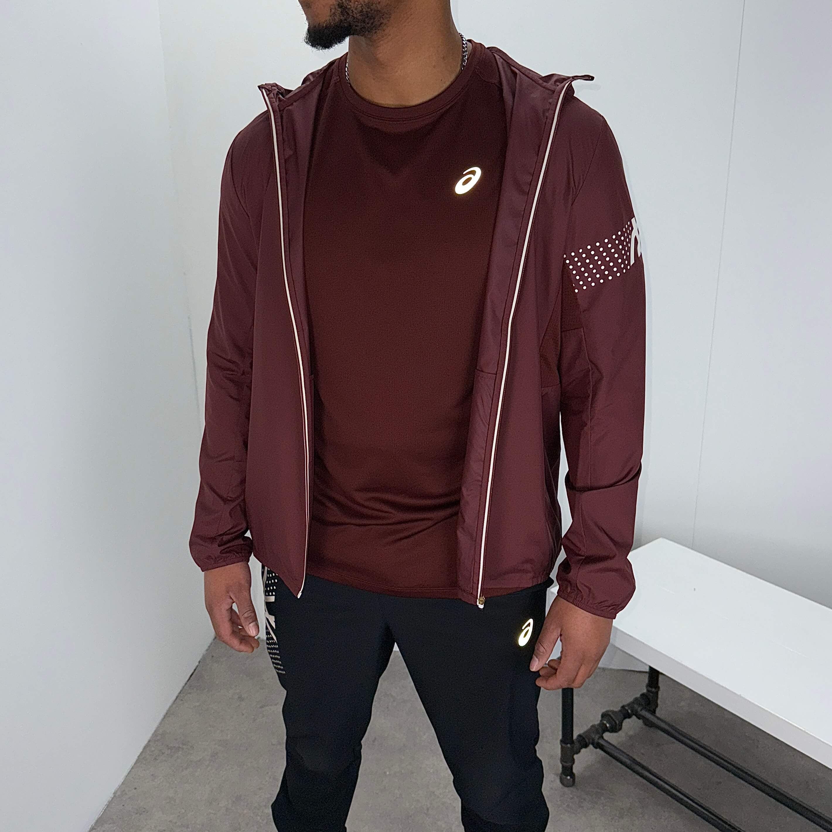 Asics icon jacket pants tri-set 'dark red/black'