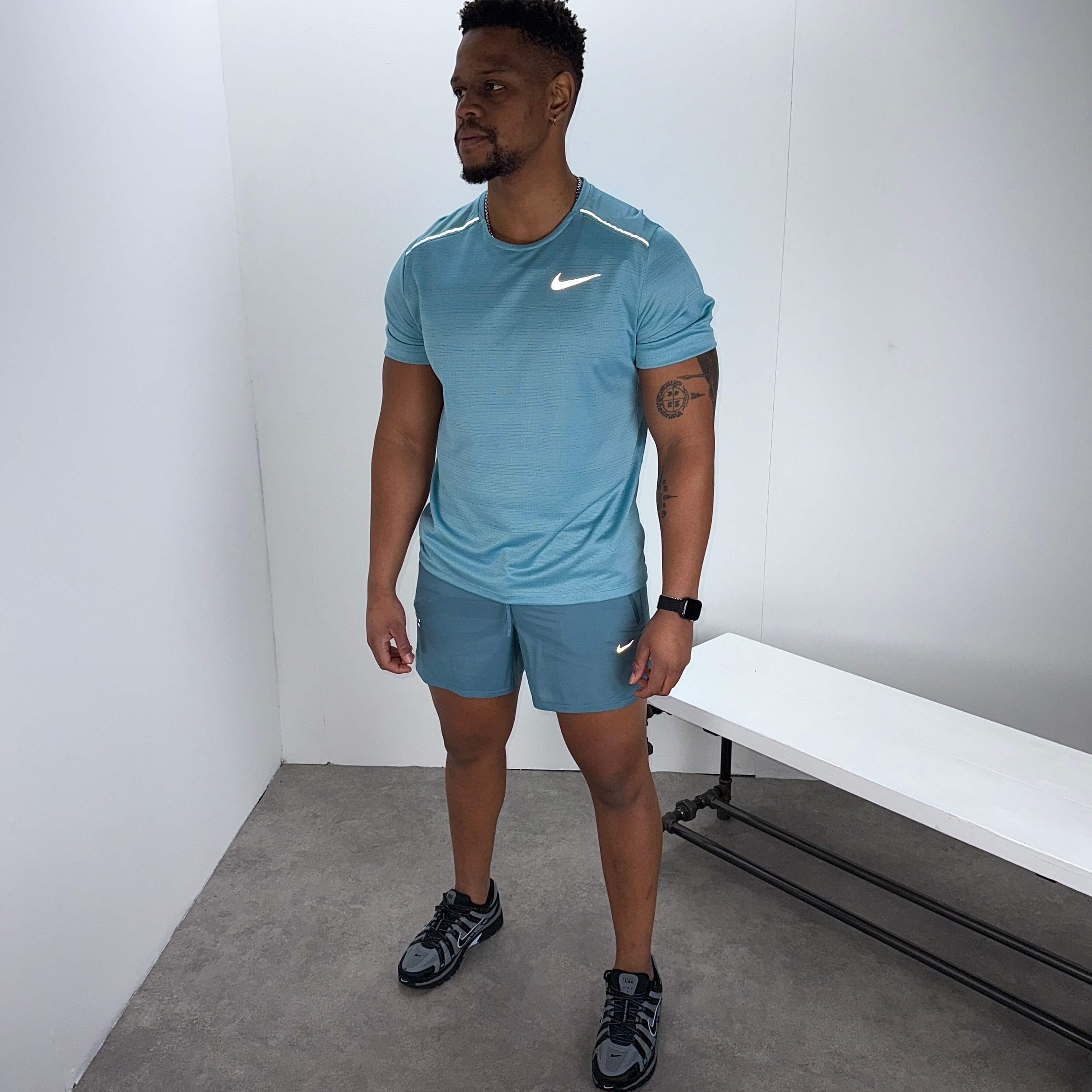 Nike miler running division set 'denim turquoise/smokey blue'