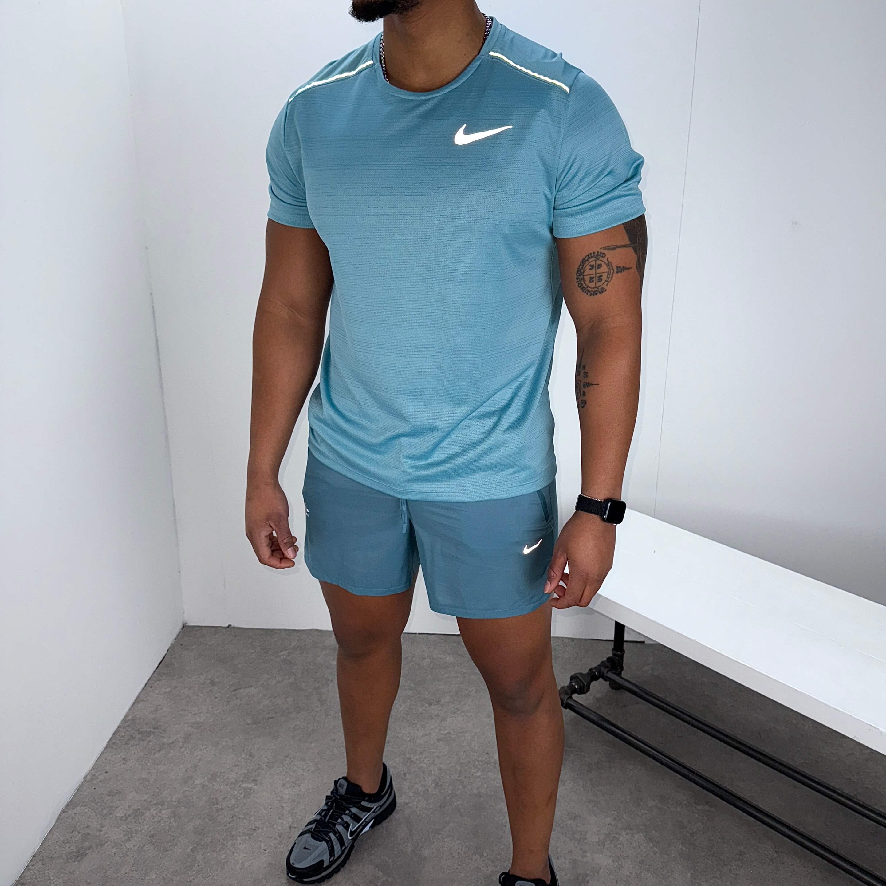 Nike miler running division set 'denim turquoise/smokey blue'