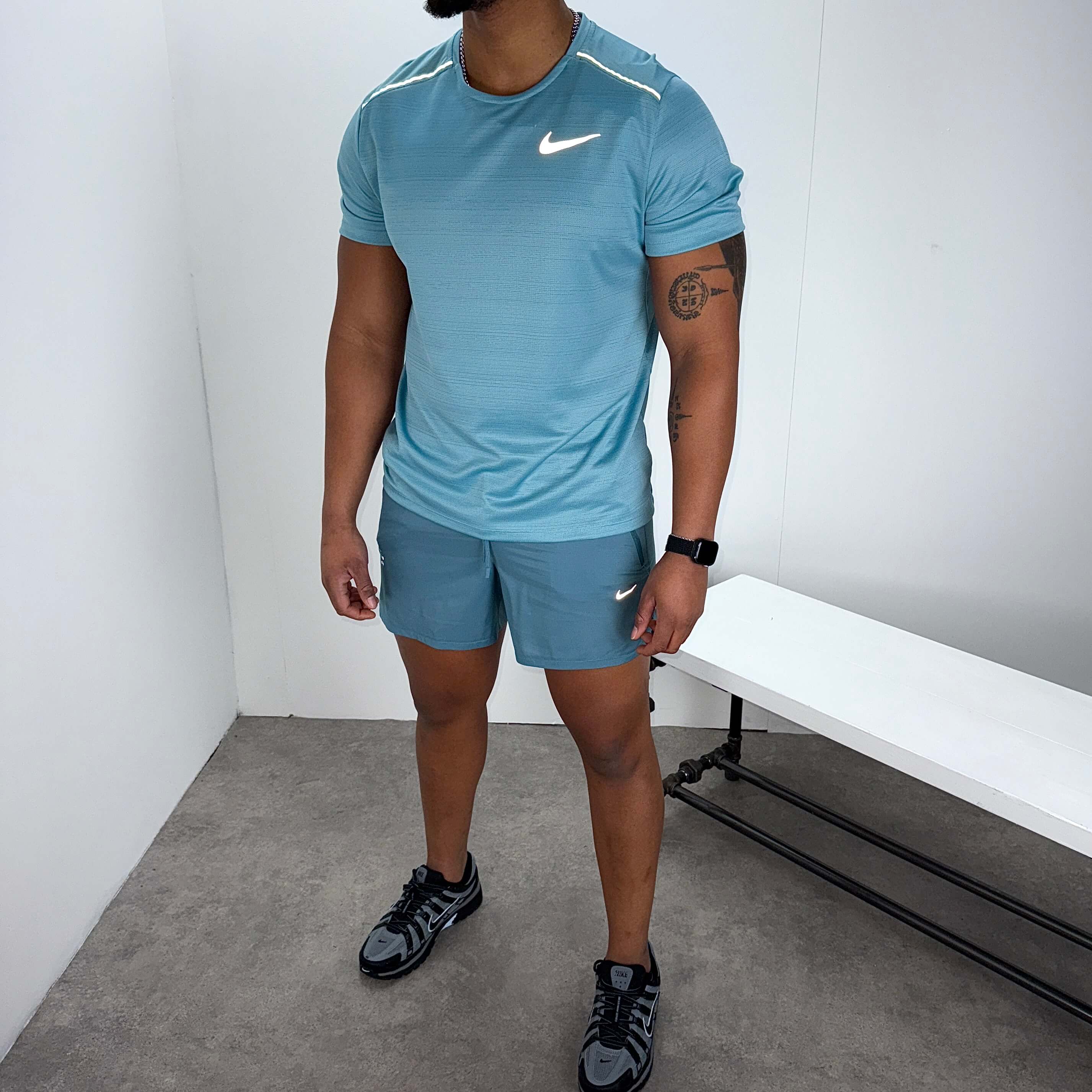 Nike miler running division set 'denim turquoise/smokey blue'