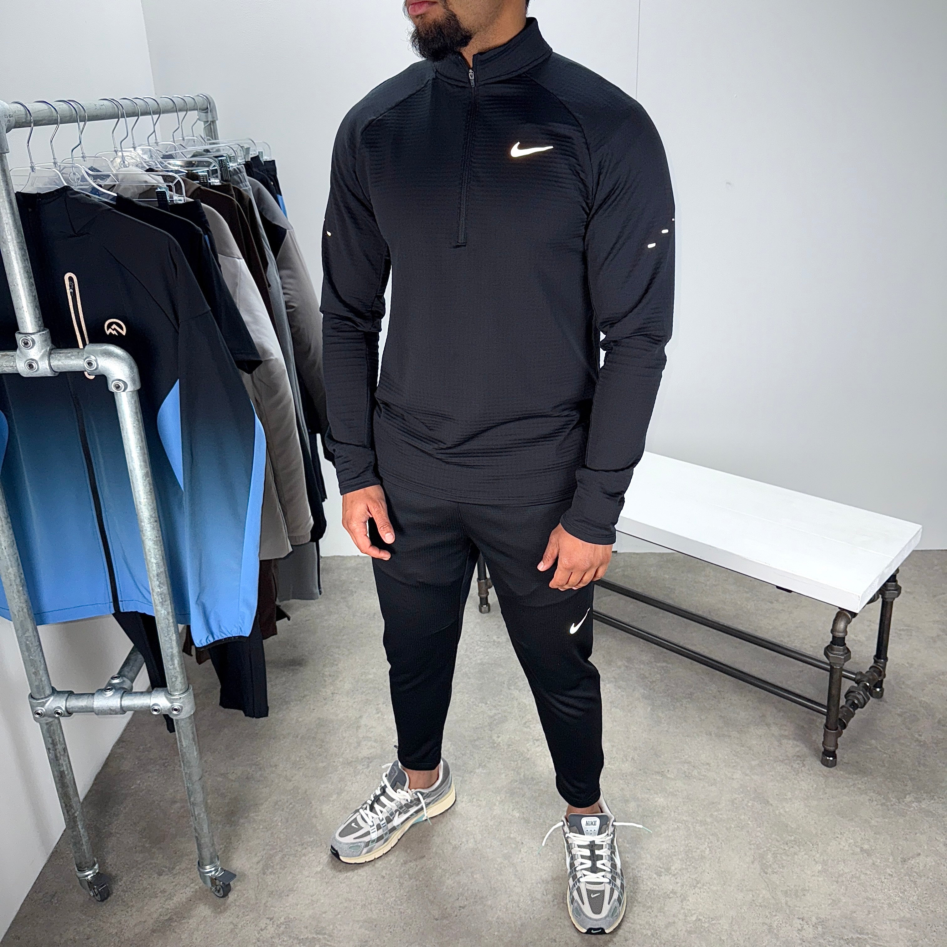 Nike stride therma 1/4 zip pants set 'black'