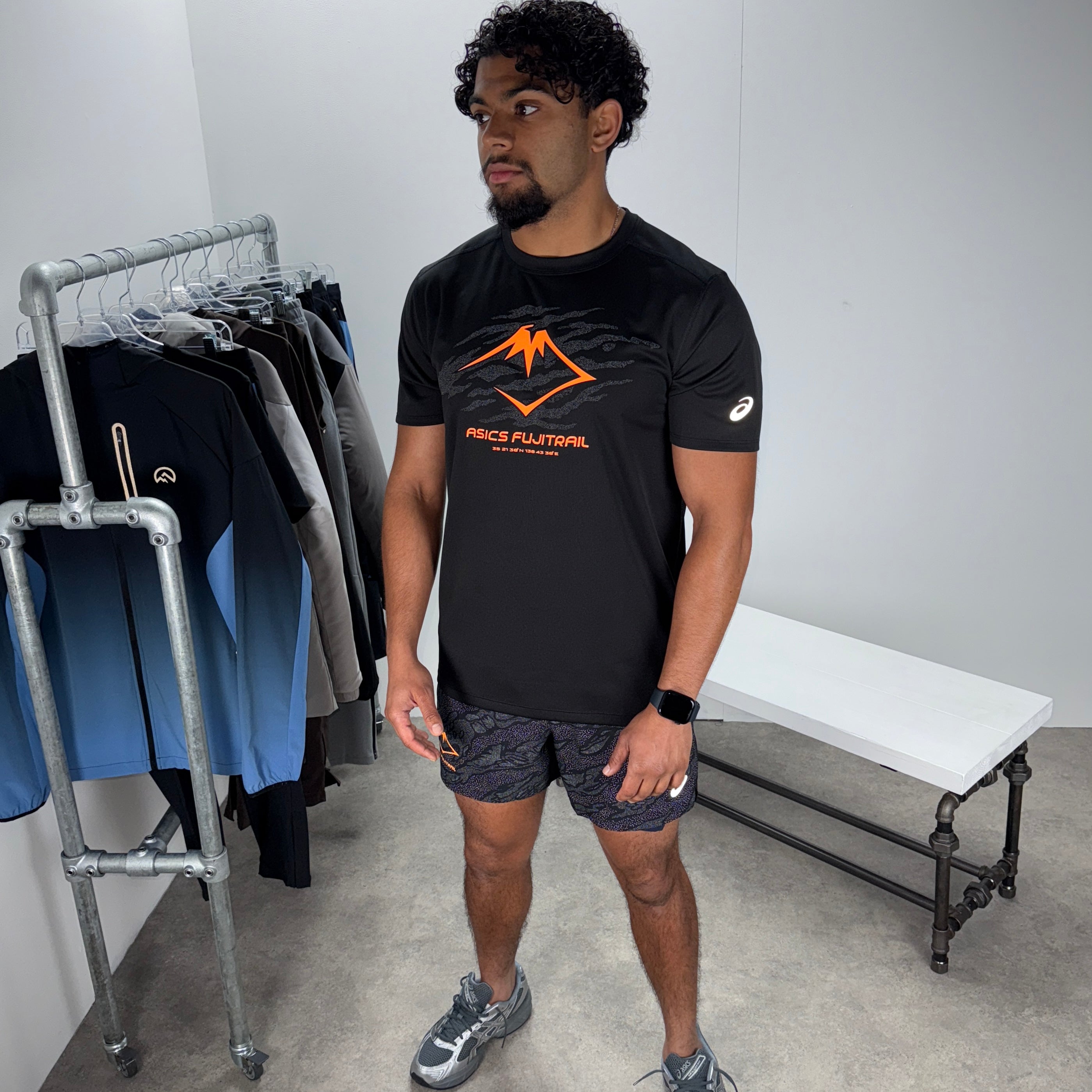 Asics fujitrail all over print short set 'black'