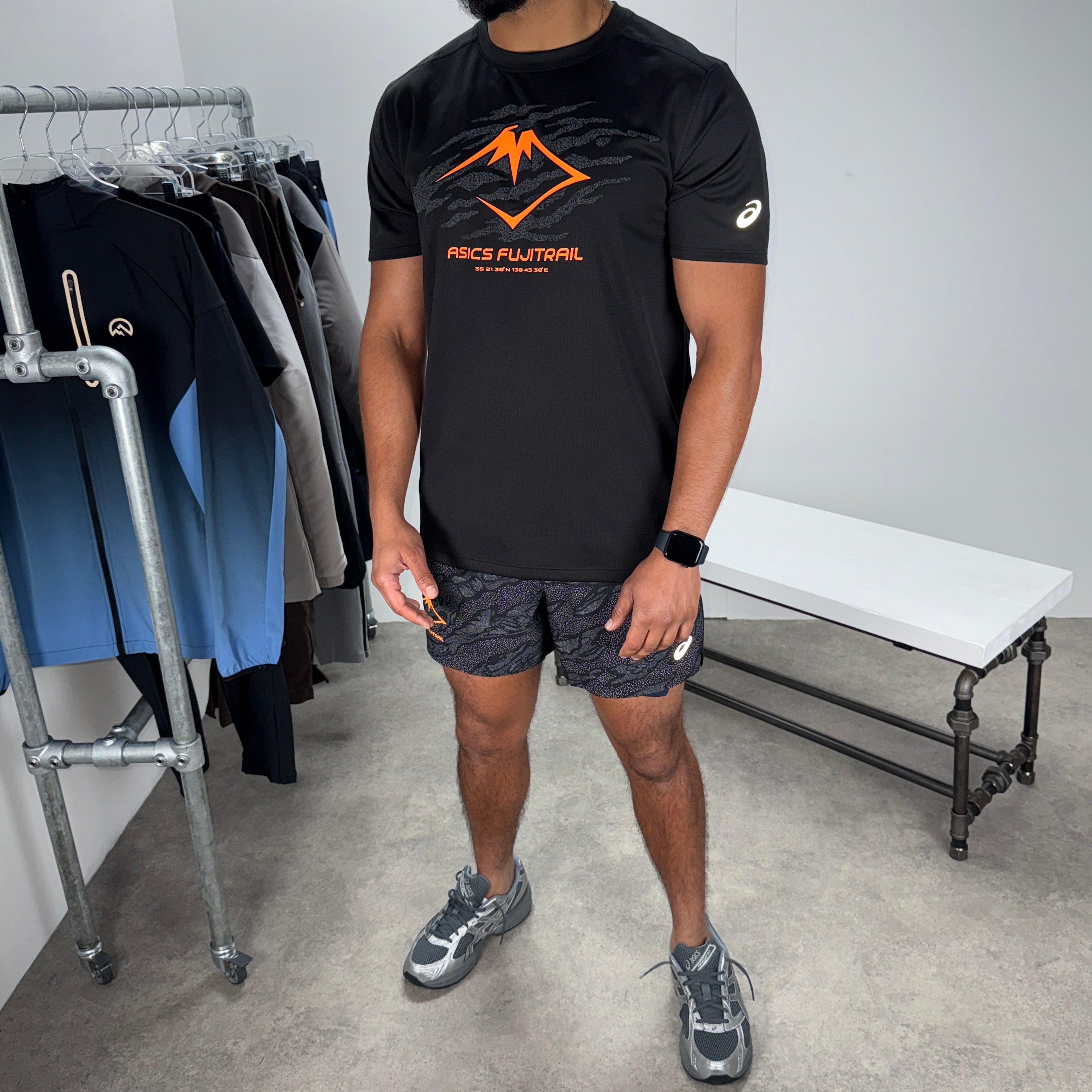 Asics fujitrail all over print short set 'black'