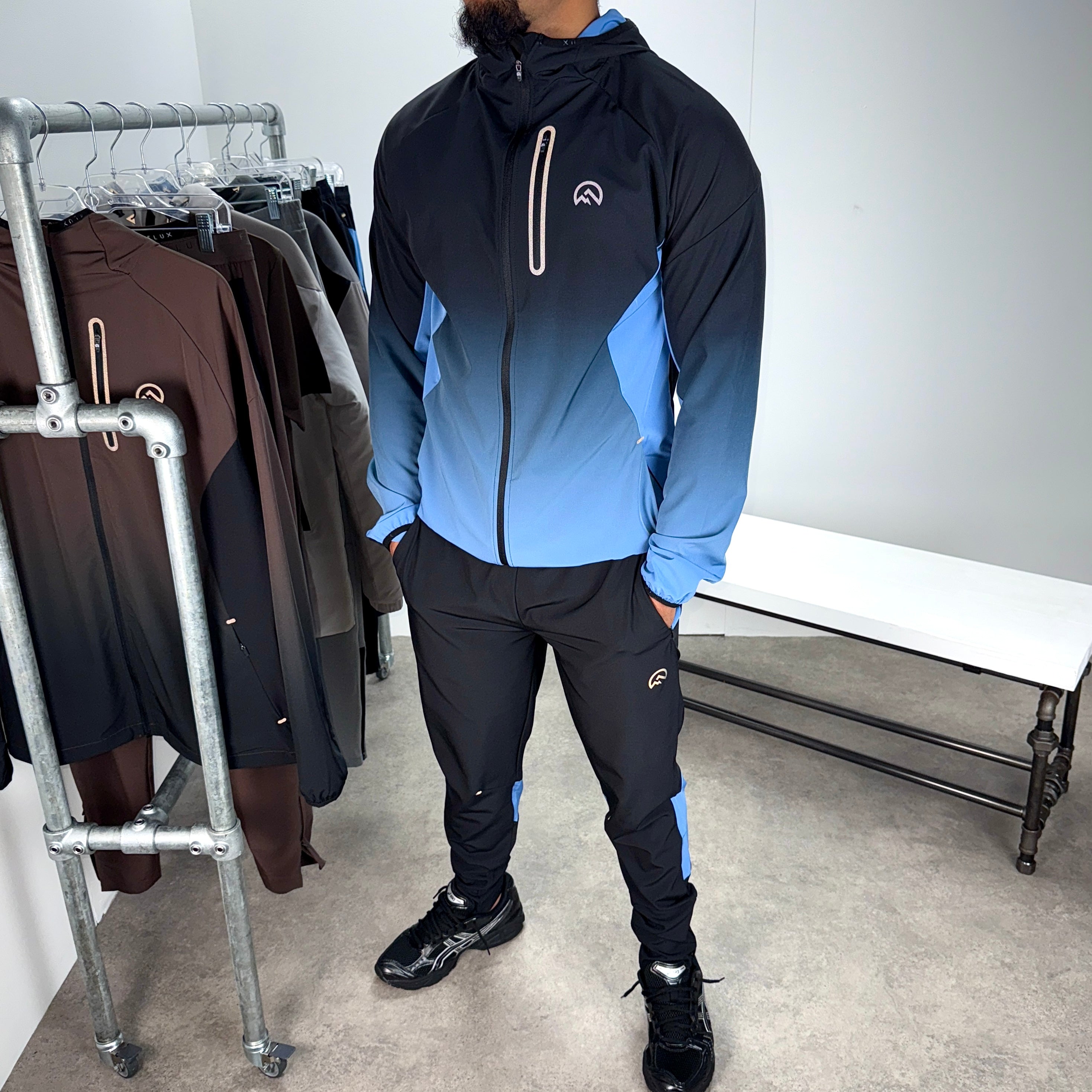 Men's Flux gradient tracksuit set in black airforce