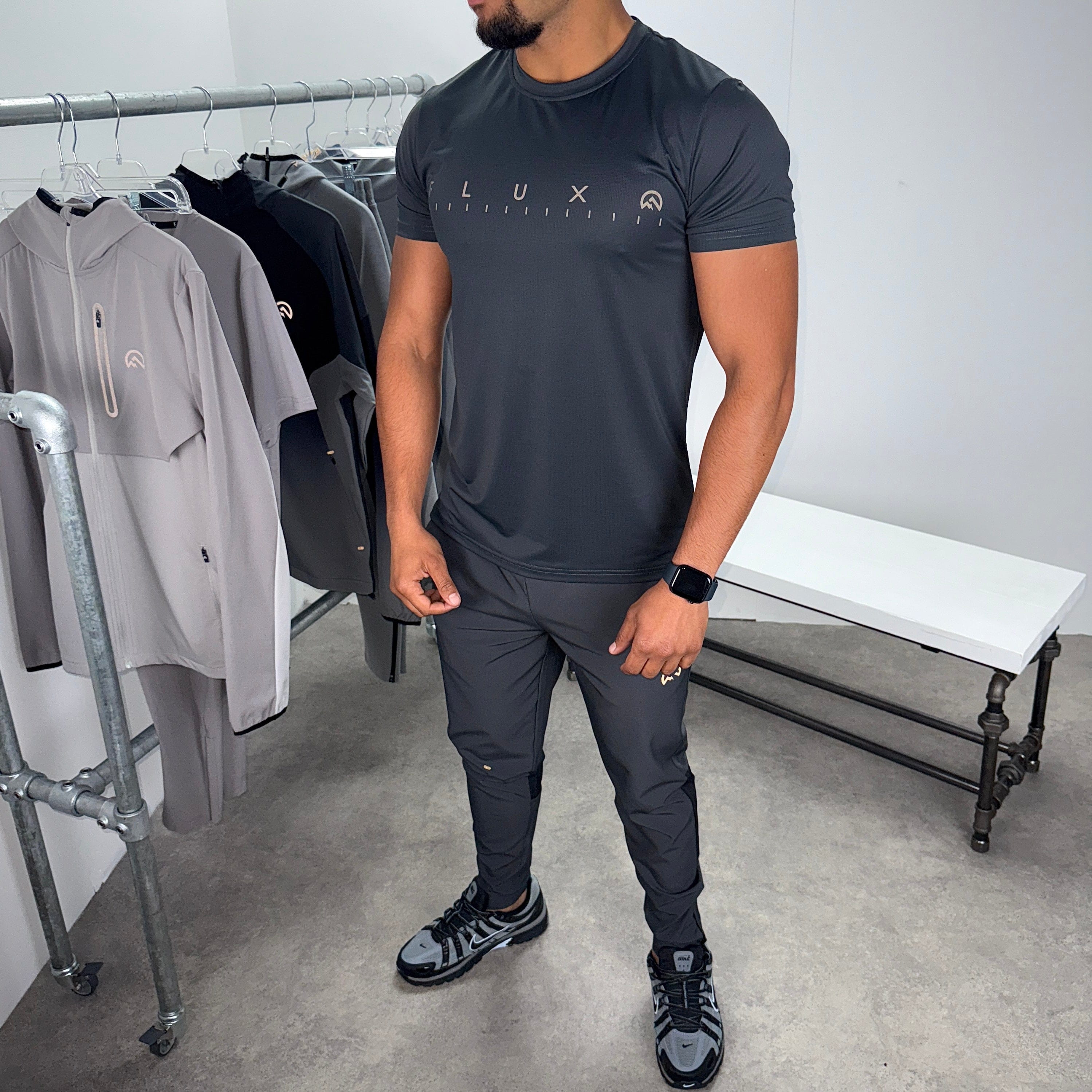 Flux graphic t-shirt pants set 'slate'