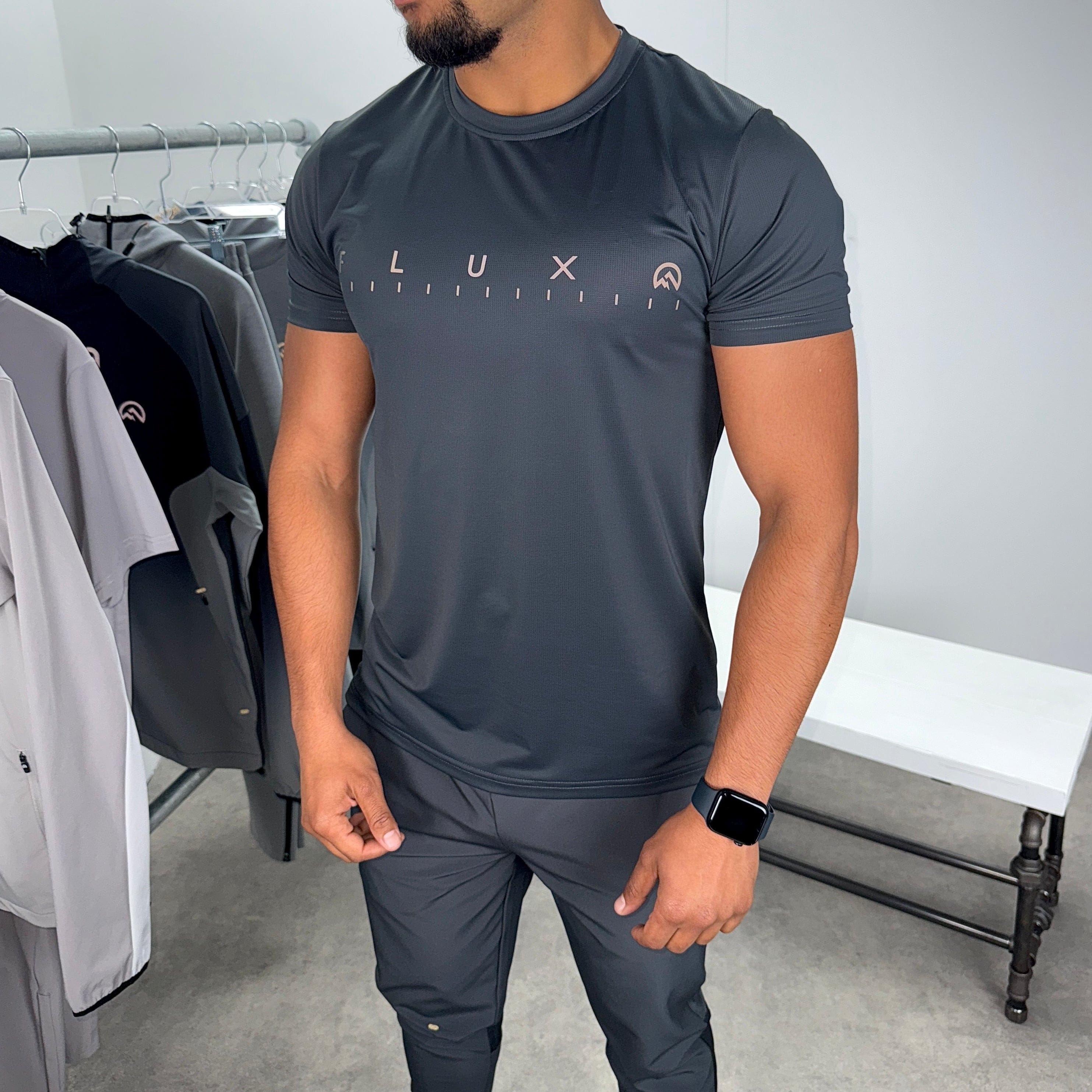 Flux graphic t-shirt pants set 'slate'