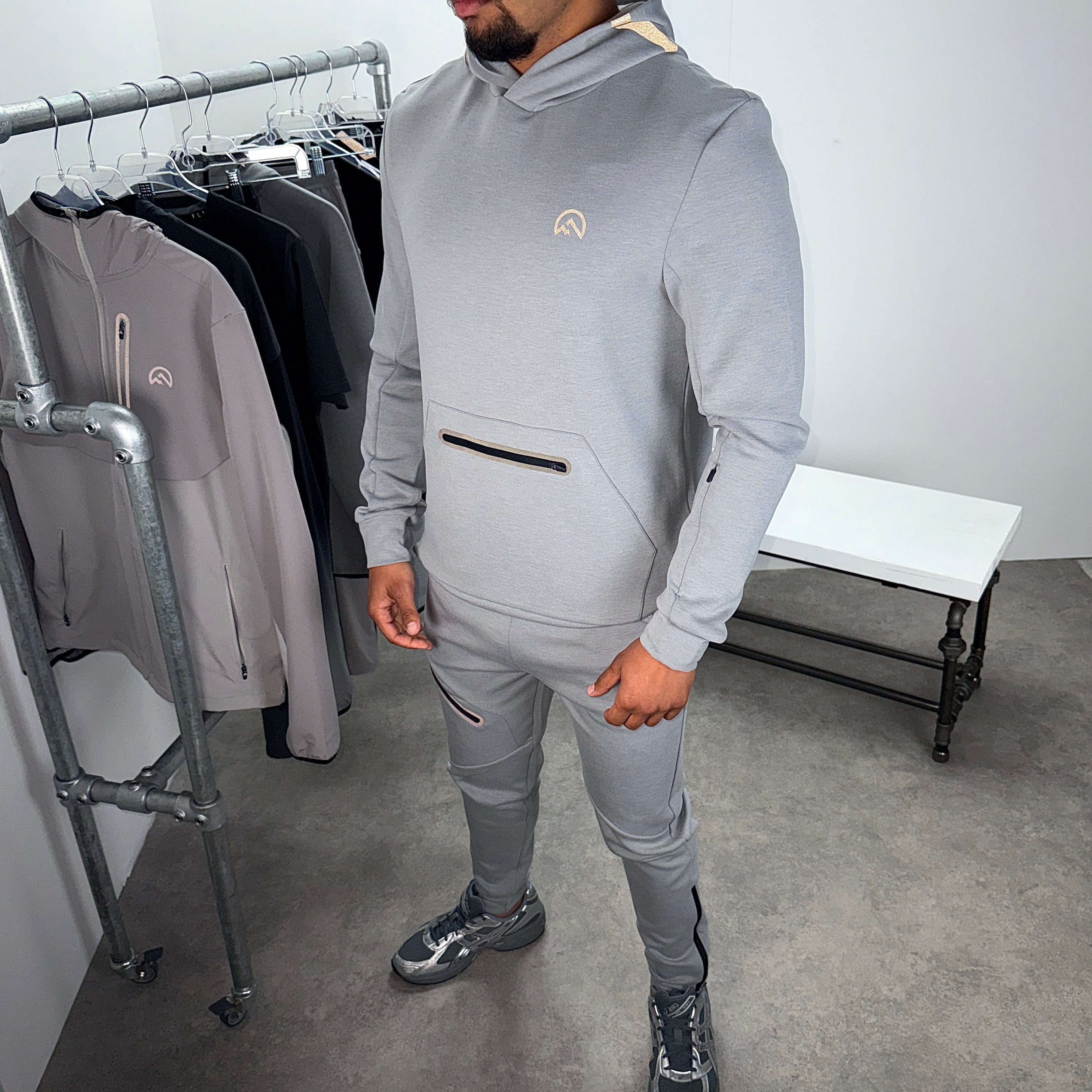 Flux velar hoodie tracksuit set 'grey'