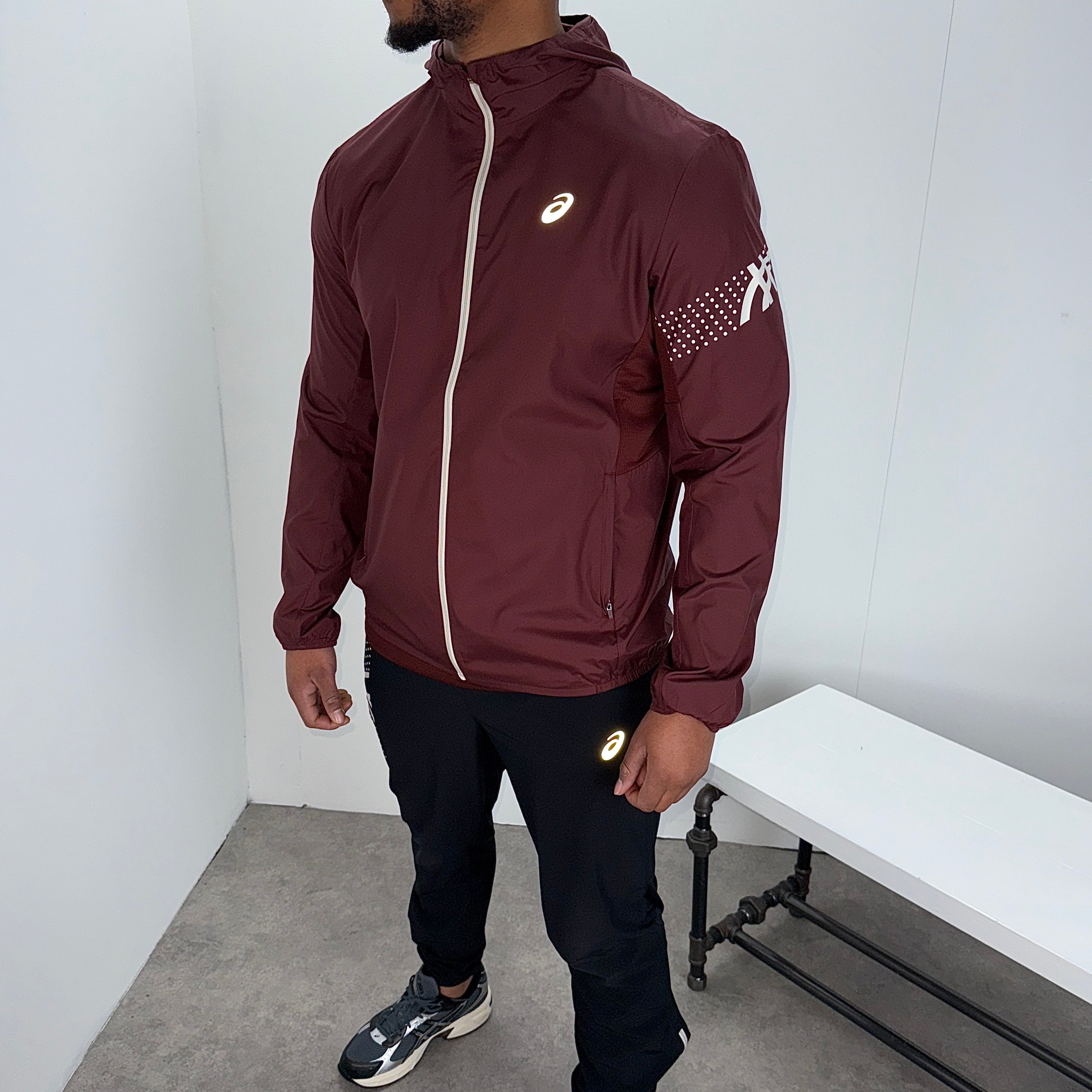 Asics icon jacket core pants set 'dark red/black'