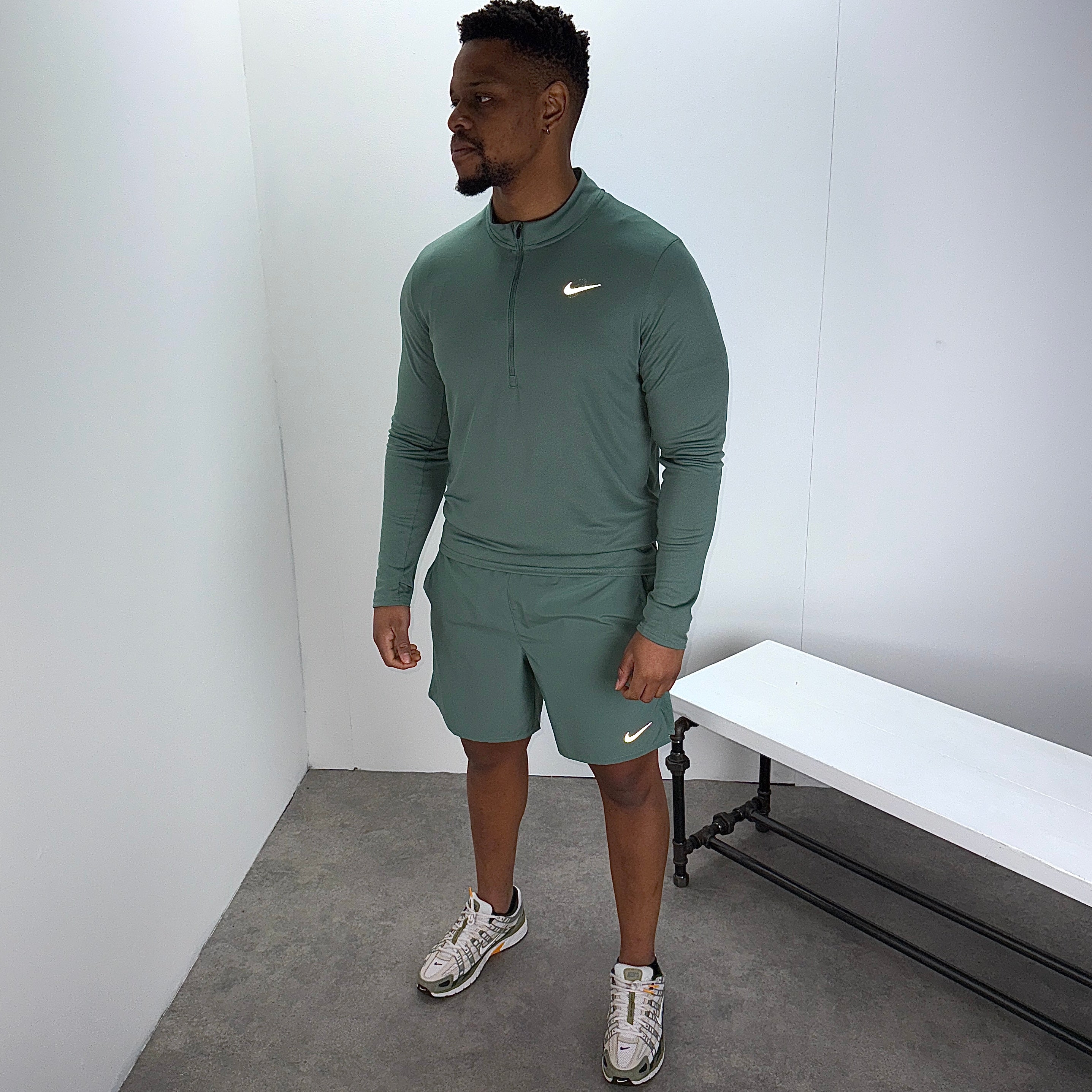 Nike 1/4 zip pacer set 'clay green'