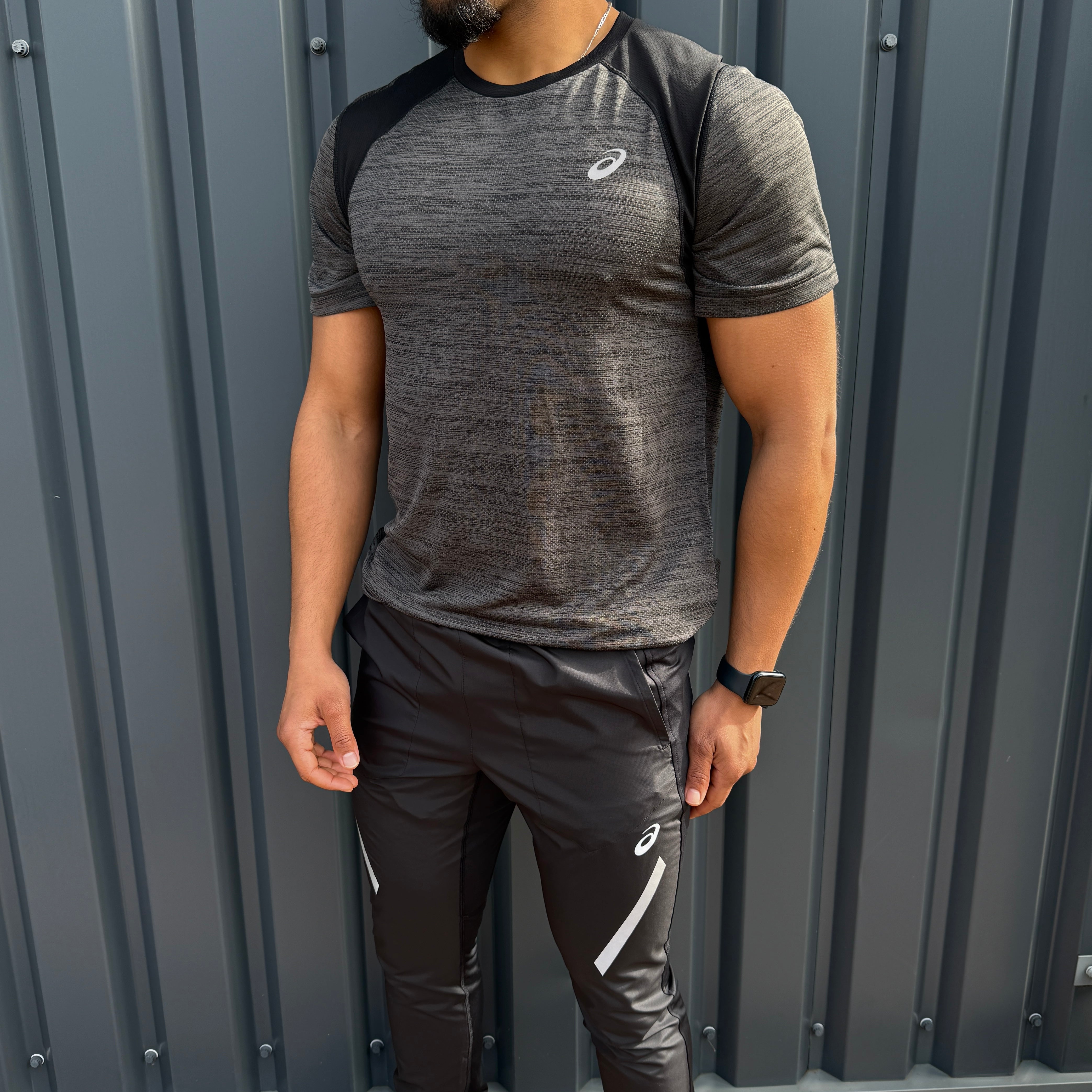 ASICS Road T-Shirt Lite Pants Set 'Black/Grey'