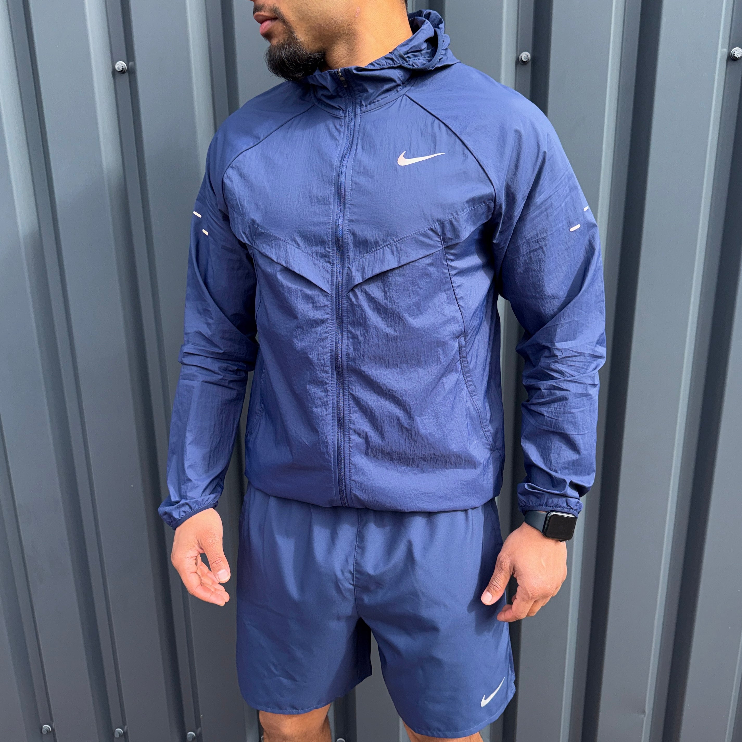 Nike Stride Jacket Shorts Set 'Midnight'