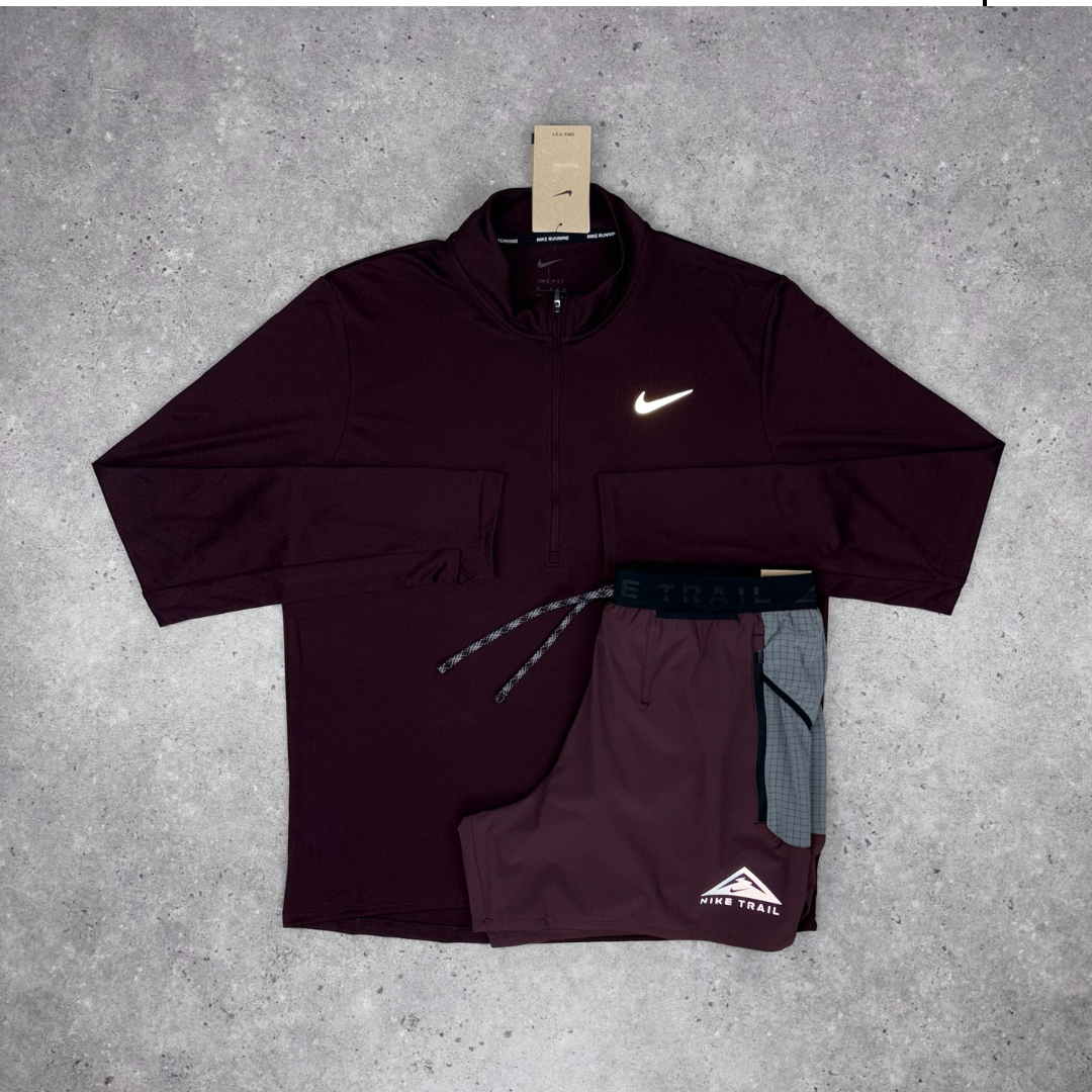 Nike pacer 1/4 zip set 'night maroon'