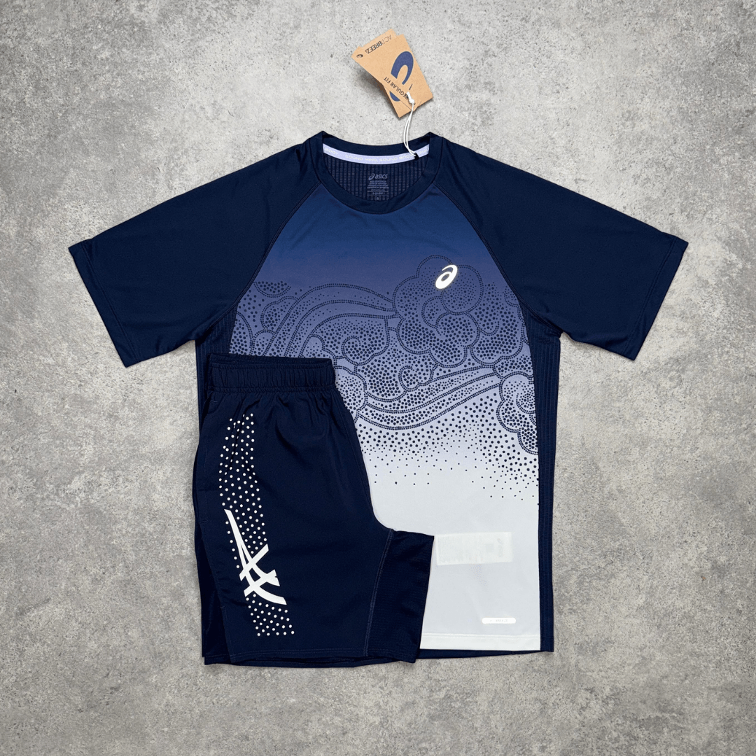Men's ASICS Road Fade Icon Shorts Set 'Midnight/Cream'