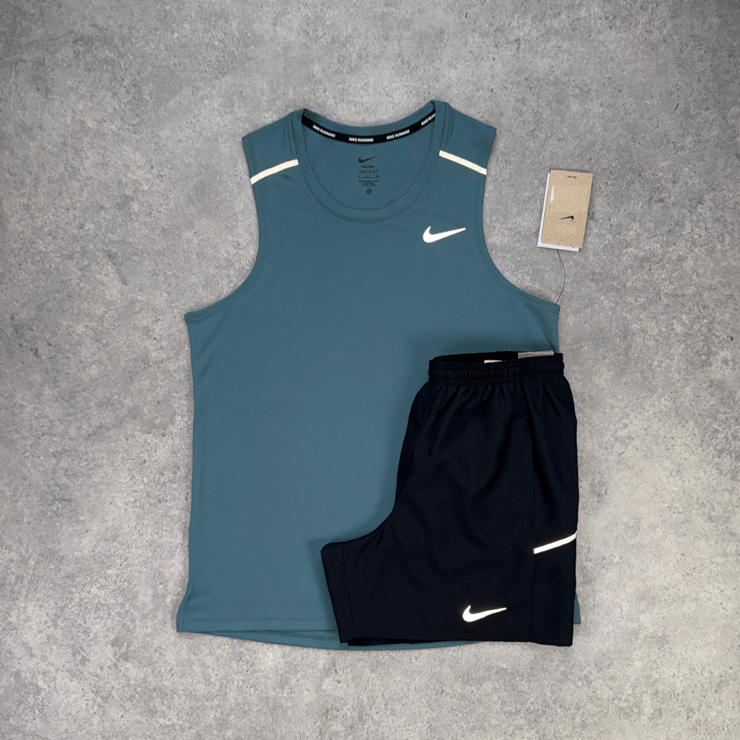 Men's Nike Miler 1.0 Vest Set 'Mineral Teal/Black'
