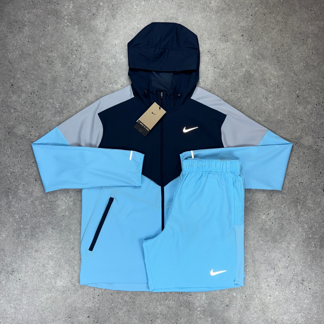 Nike windrunner miler challenger short tri-set 'aquarius blue'