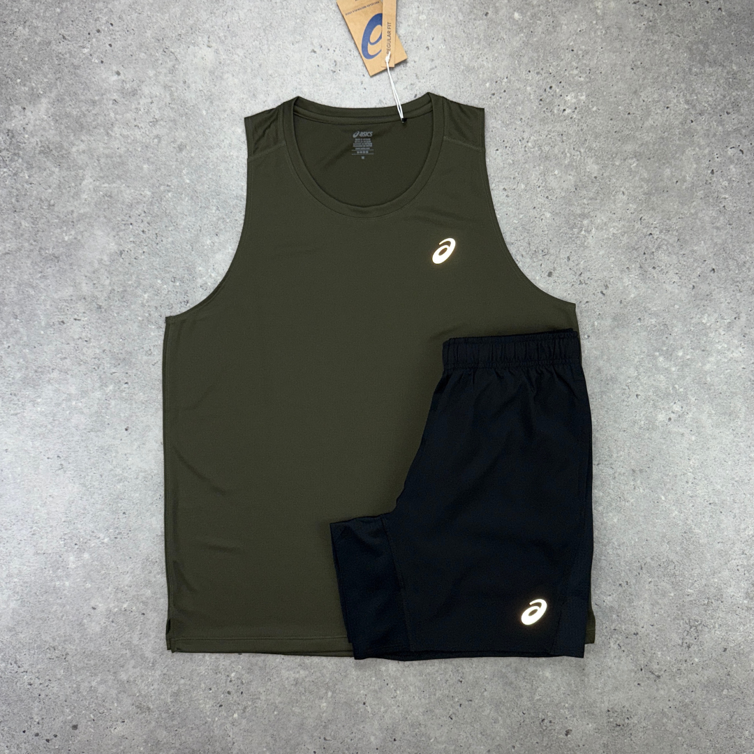 Asics vest short set 'brown/black'