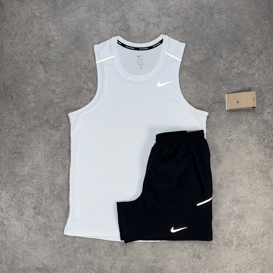 Men's Nike Miler 1.0 Vest Set 'White/Black'