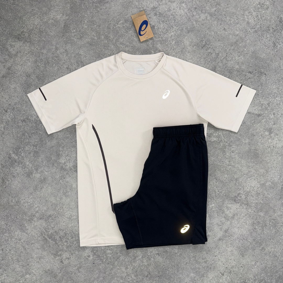 Asics curved seam t-shirt 'beige/black'