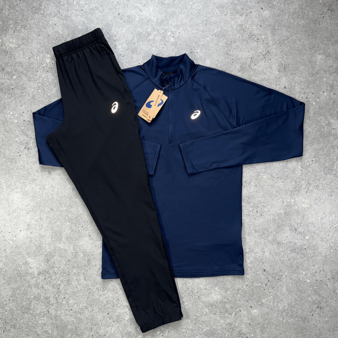 Asics therma 1/4 zip pants set 'midnight/black'