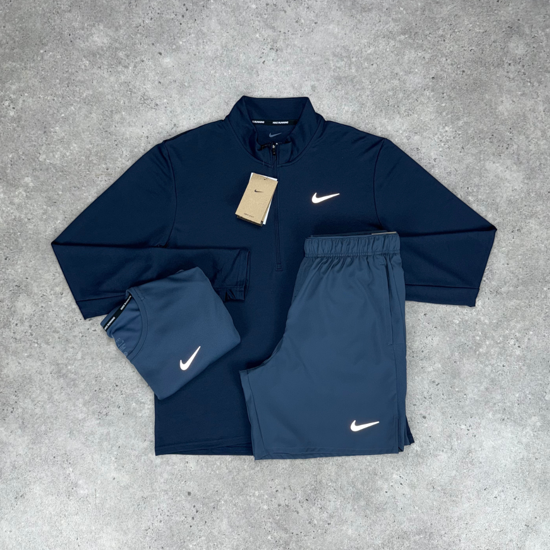 Nike pacer 1/4 zip miler short tri-set 'thunder blue'