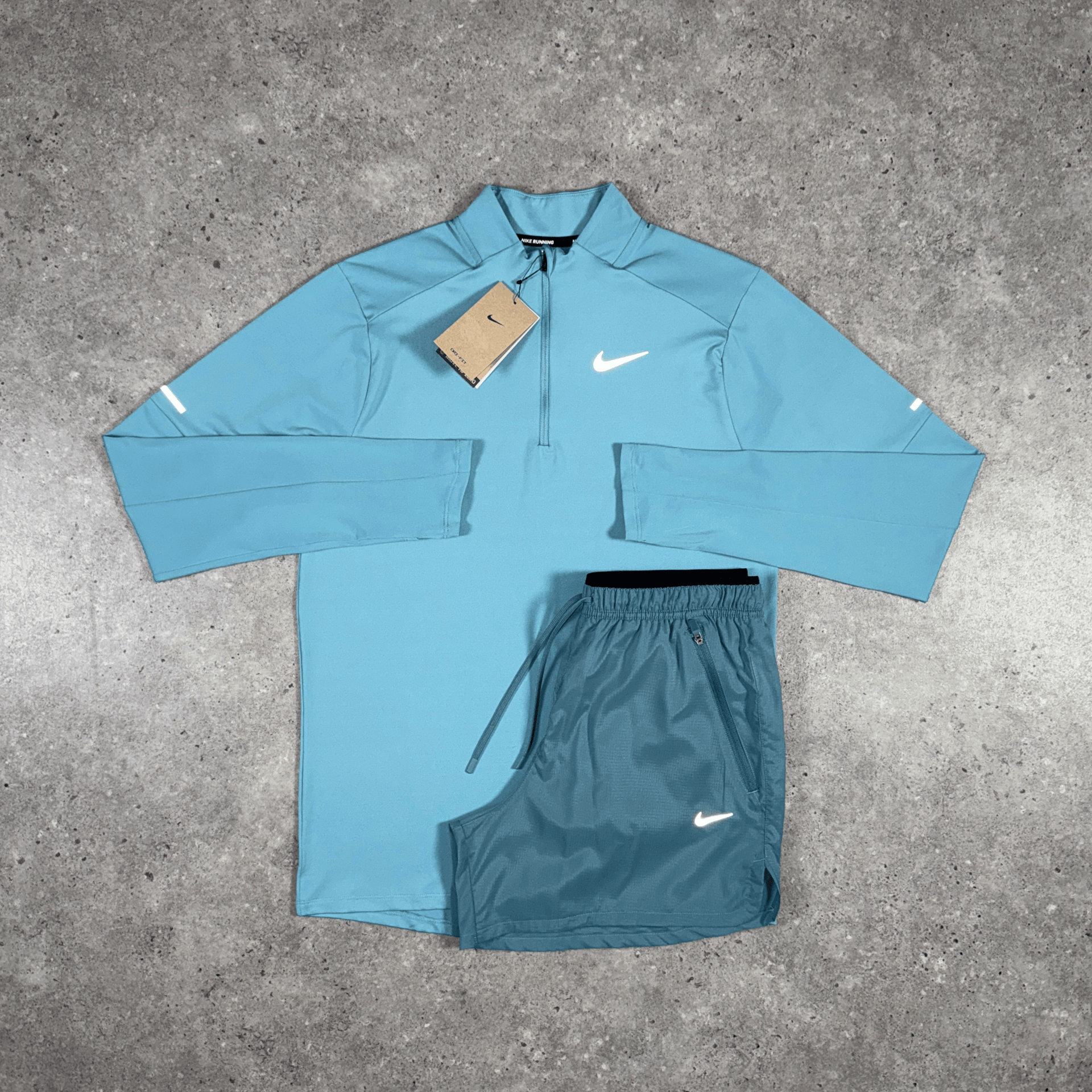 Nike 1/4 zip running division set 'denim turquoise/smokey blue'