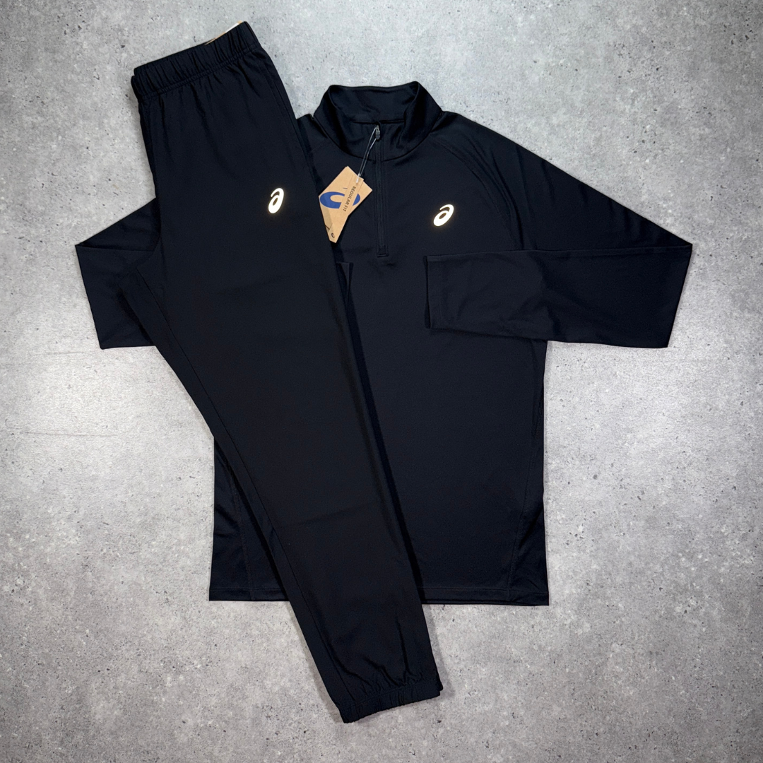 Asics core 1/4 zip pant set 'black'