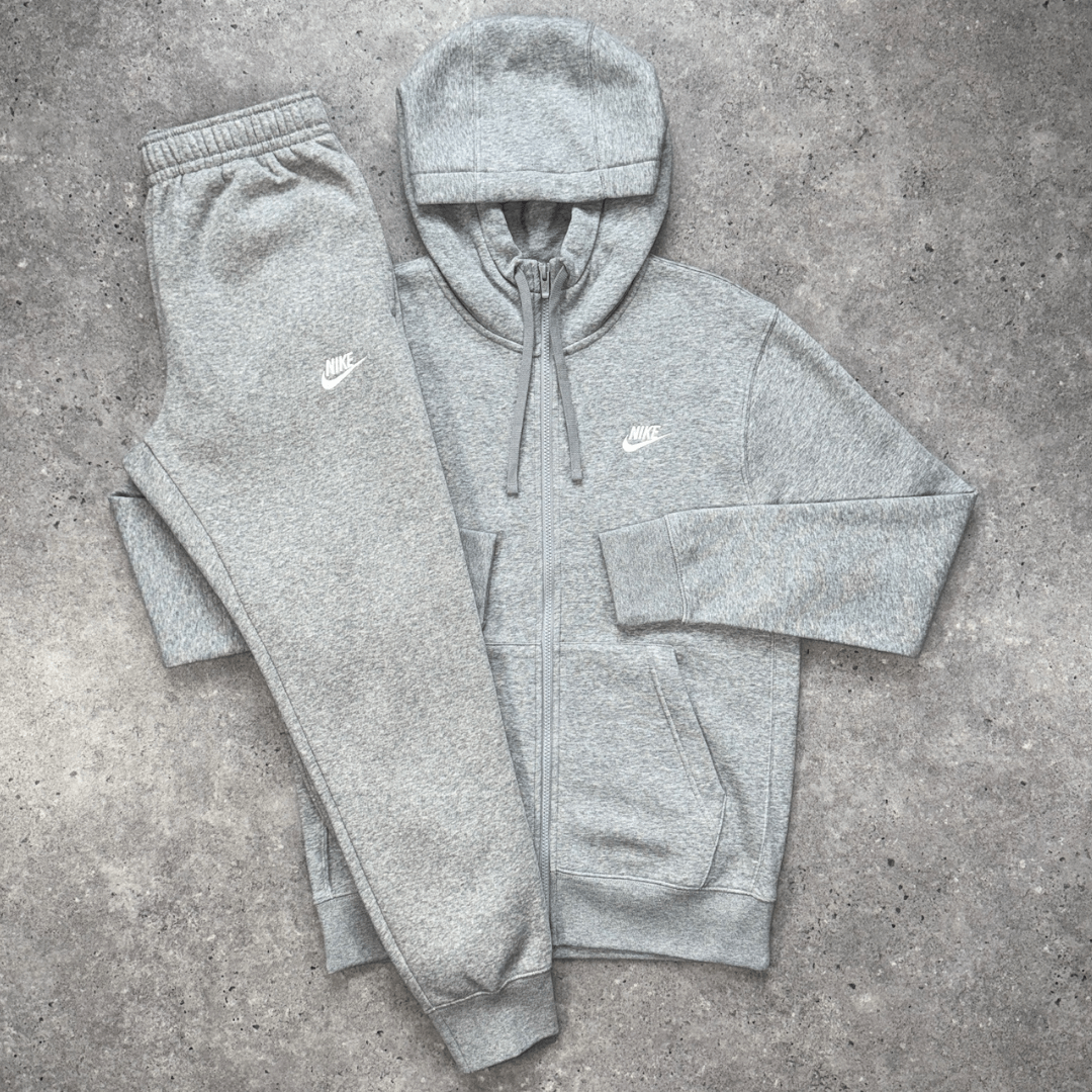 Nike club zip up tracksuit set 'grey'