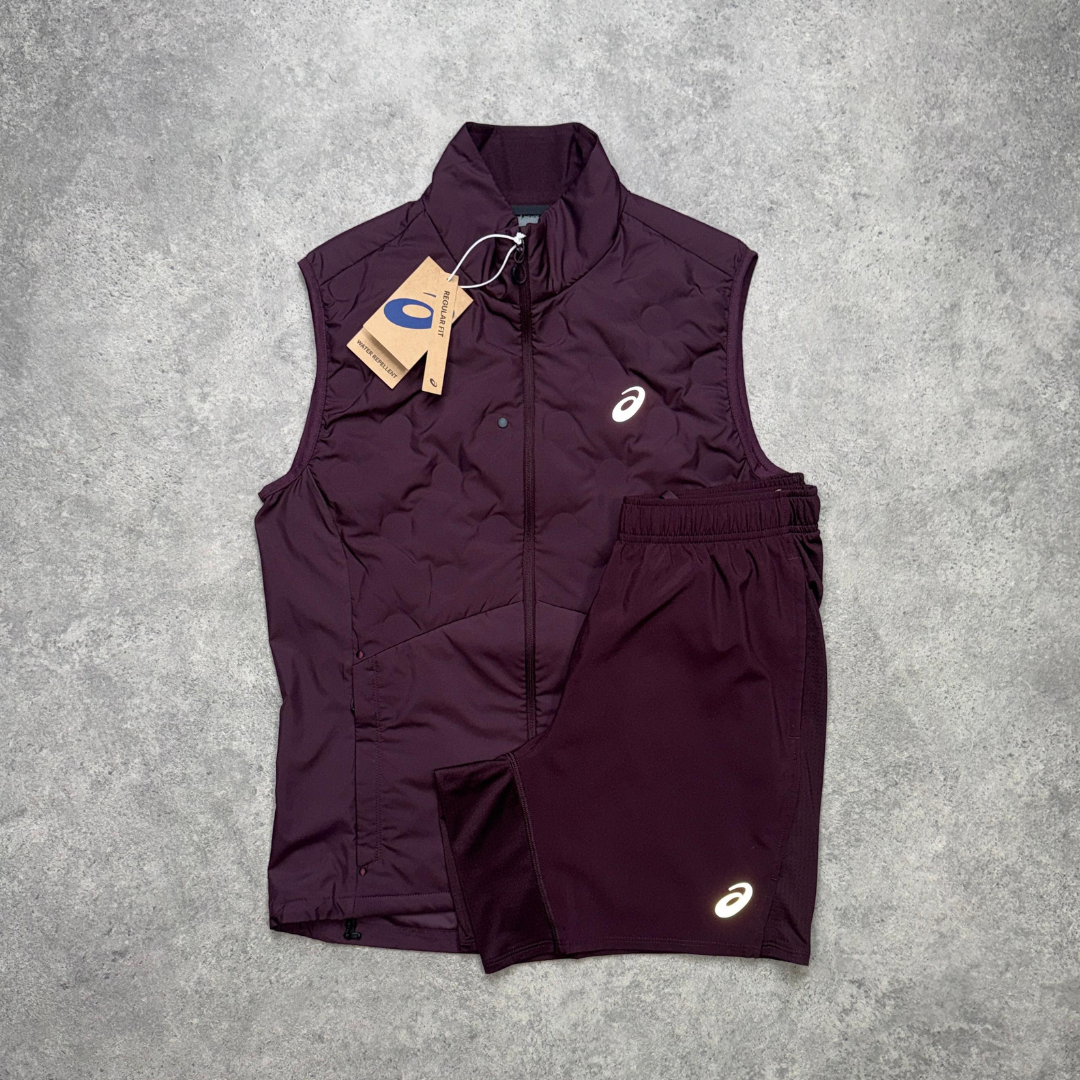 ASICS Evergreen Gilet Shorts Set 'Dark Currant'