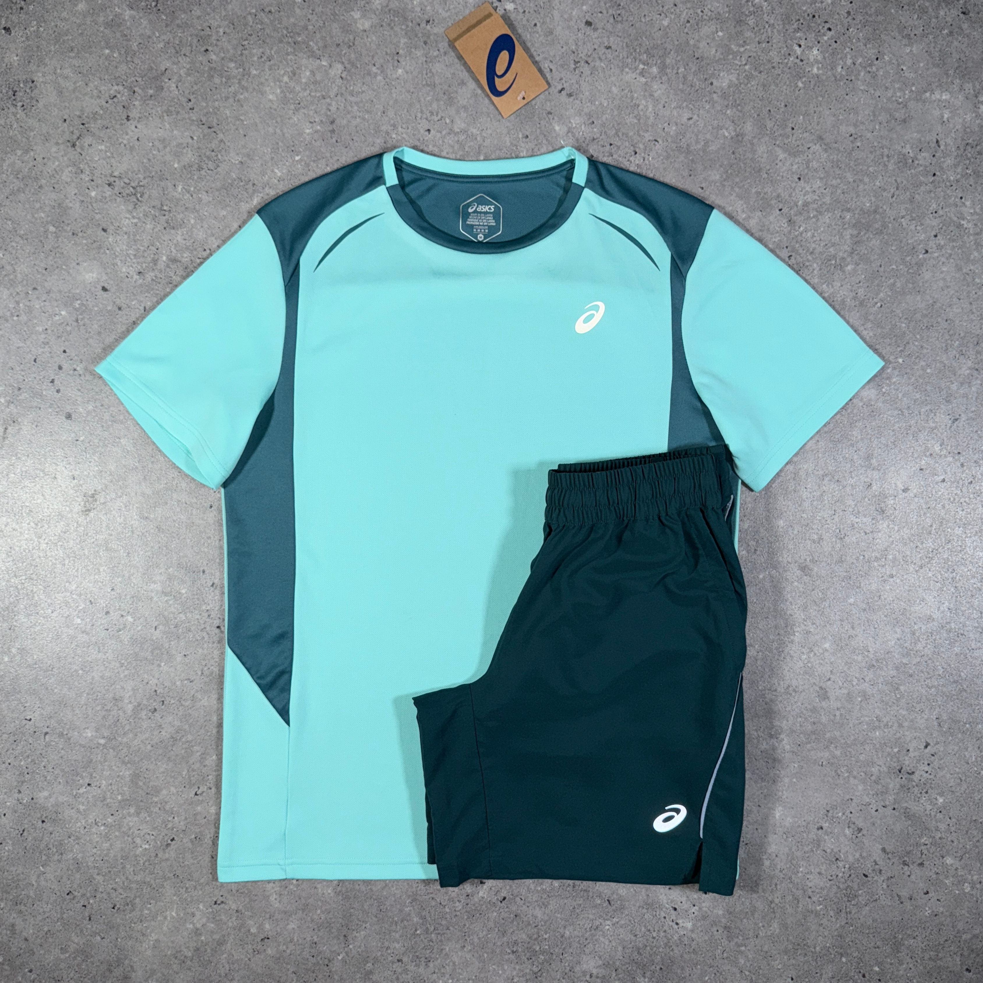 Asics curved seam run set 'mint/saxon green'