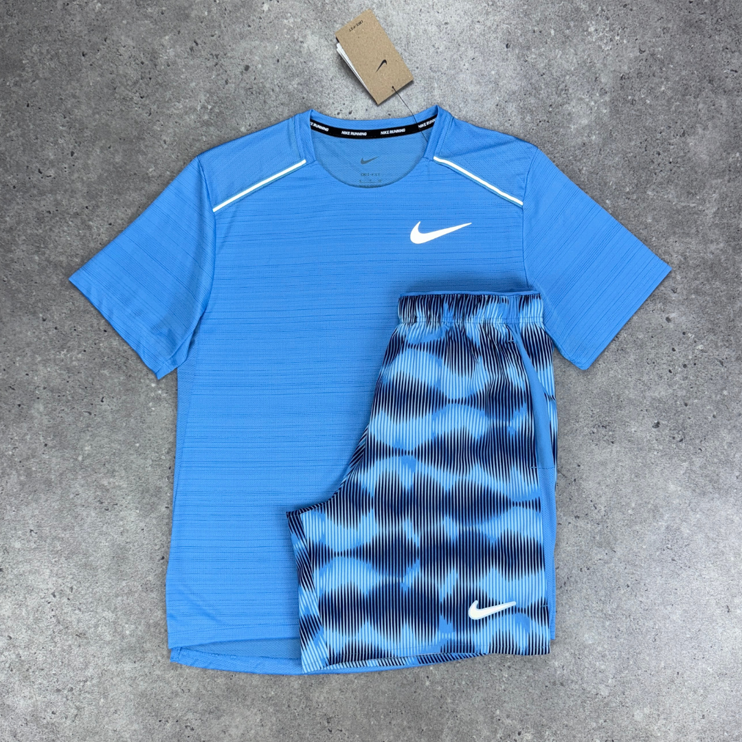Nike miler 1.0 graphic short set 'university blue'
