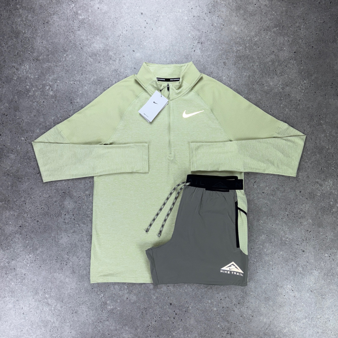 Nike 1/4 zip short set 'olive aura'