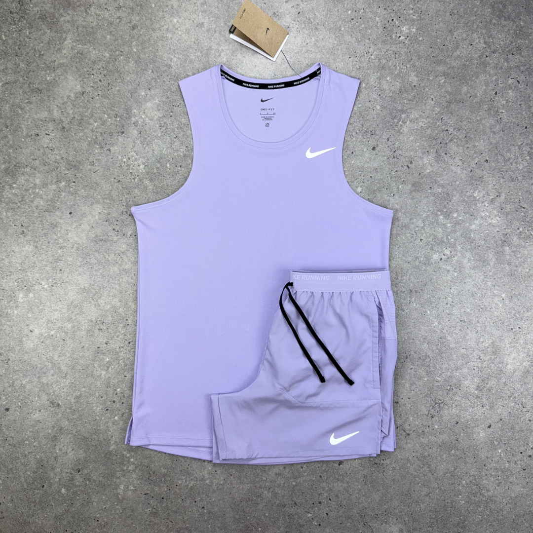 Nike miler vest flex short set 'hydrangea'