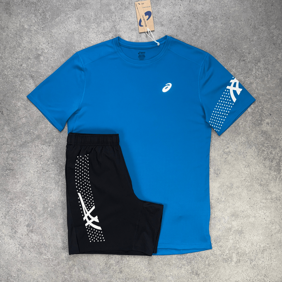 Men's ASICS Icon T-Shirt Set 'Aegan Blue/Black'