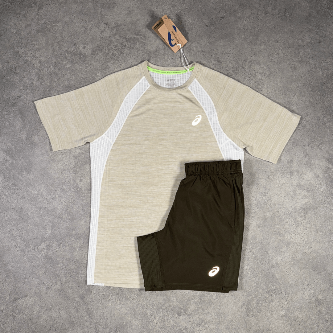ASICS Road T-Shirt Set 'Cream/Brownstone'