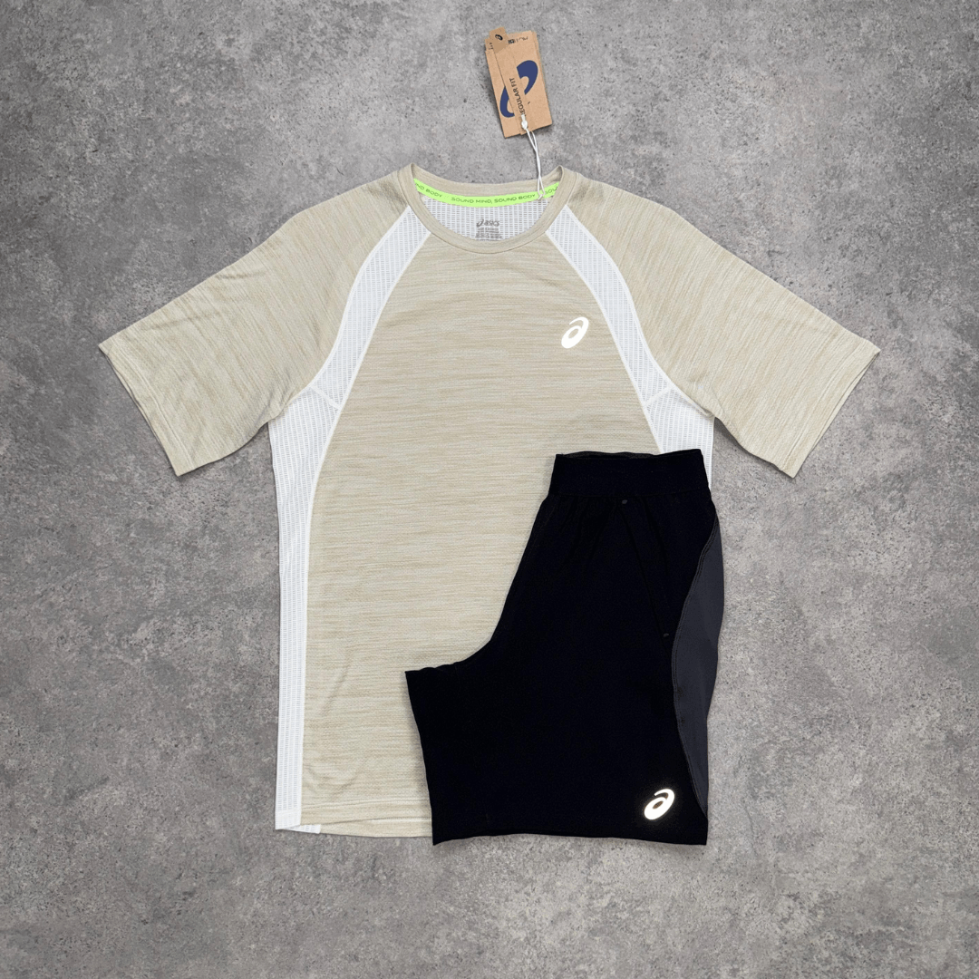 ASICS Road Shorts Set 'Cream/Black'