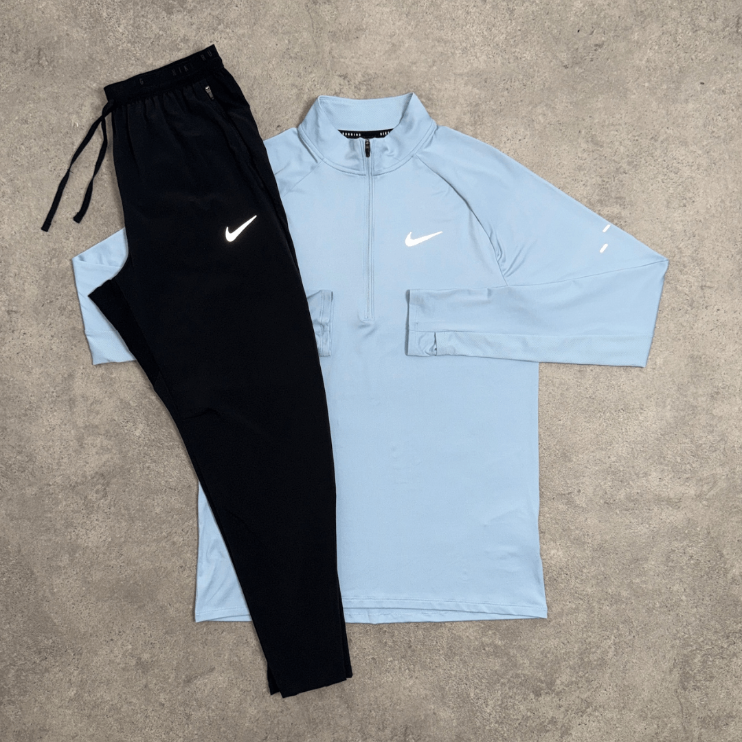 Men's Nike Stride 1/4 Zip Pants Set in Light Armoury Blue and Black