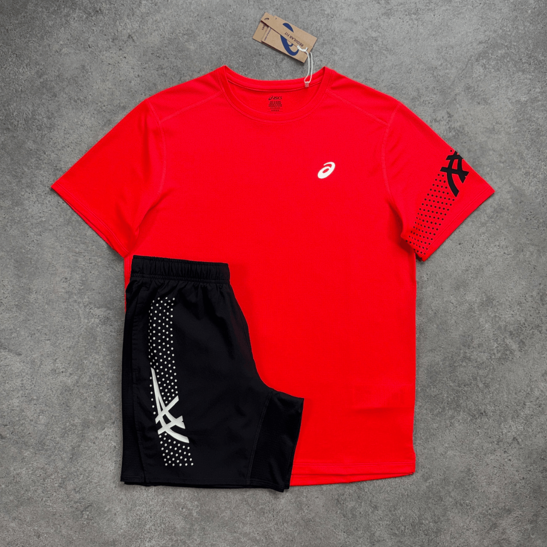 Men's ASICS Icon T-Shirt Set 'Flash Red/Black'