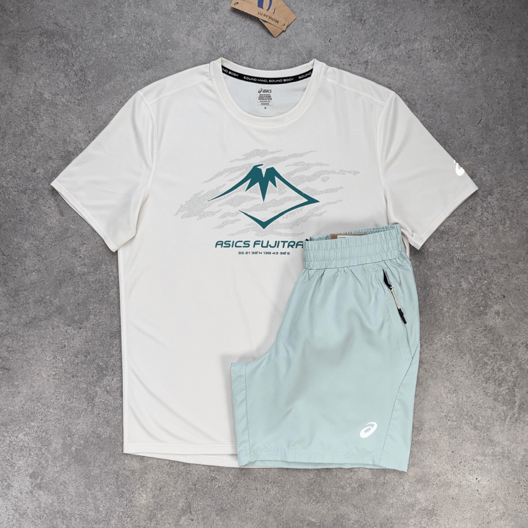 ASICS Fujitrail Logo T-Shirt 'Cream/Rainy Lake'