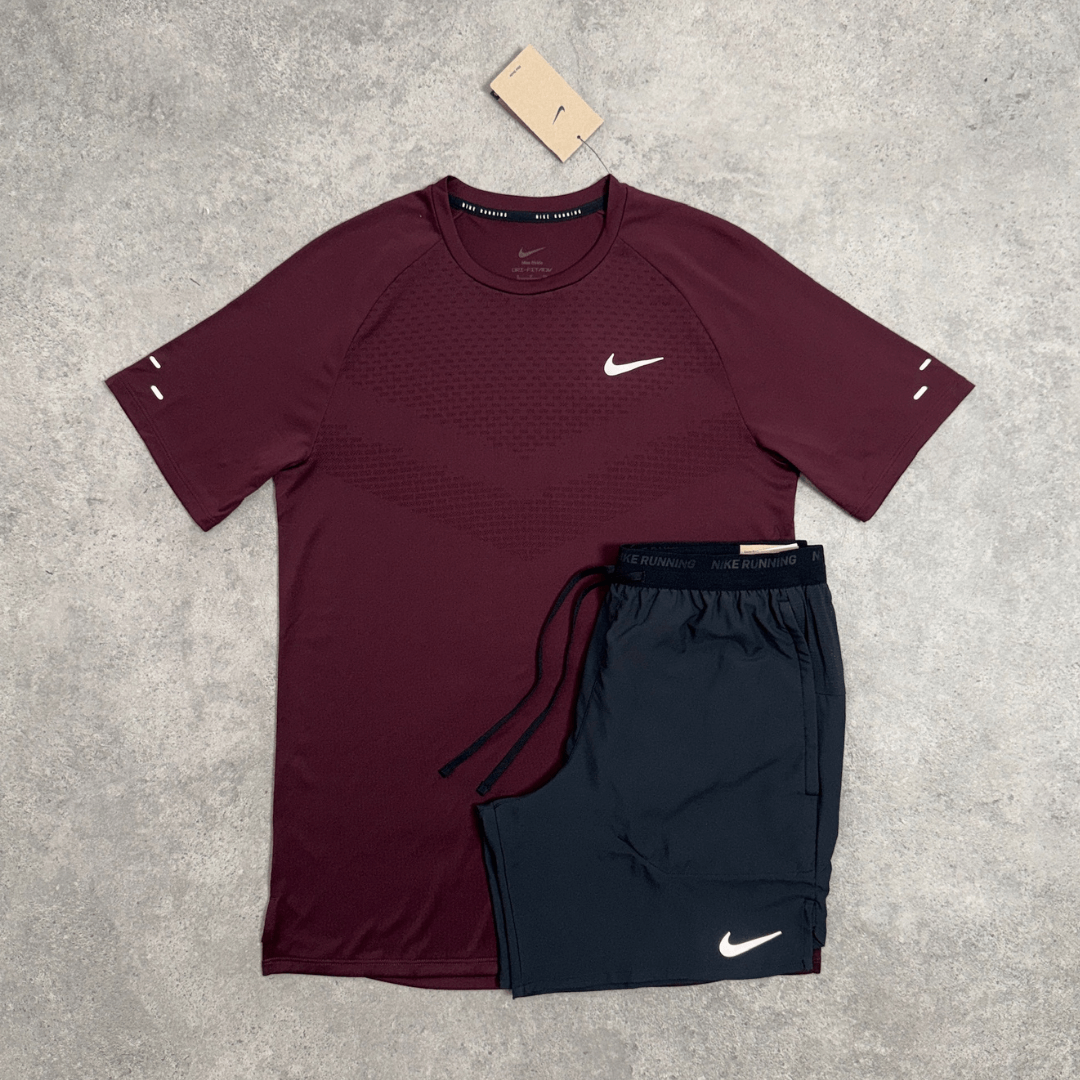 Men's Nike Stride Shorts Set in Maroon and Black
