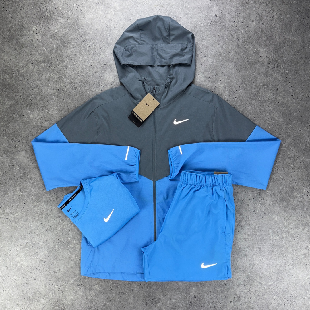 Nike windrunner uv miler challenger short tri-set 'universty blue/grey'