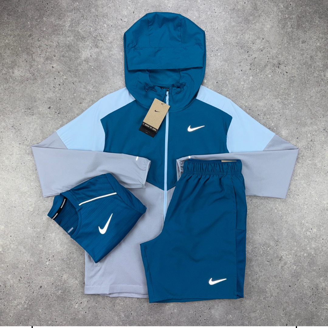 Nike windrunner miler challenger short tri-set 'green abyss'