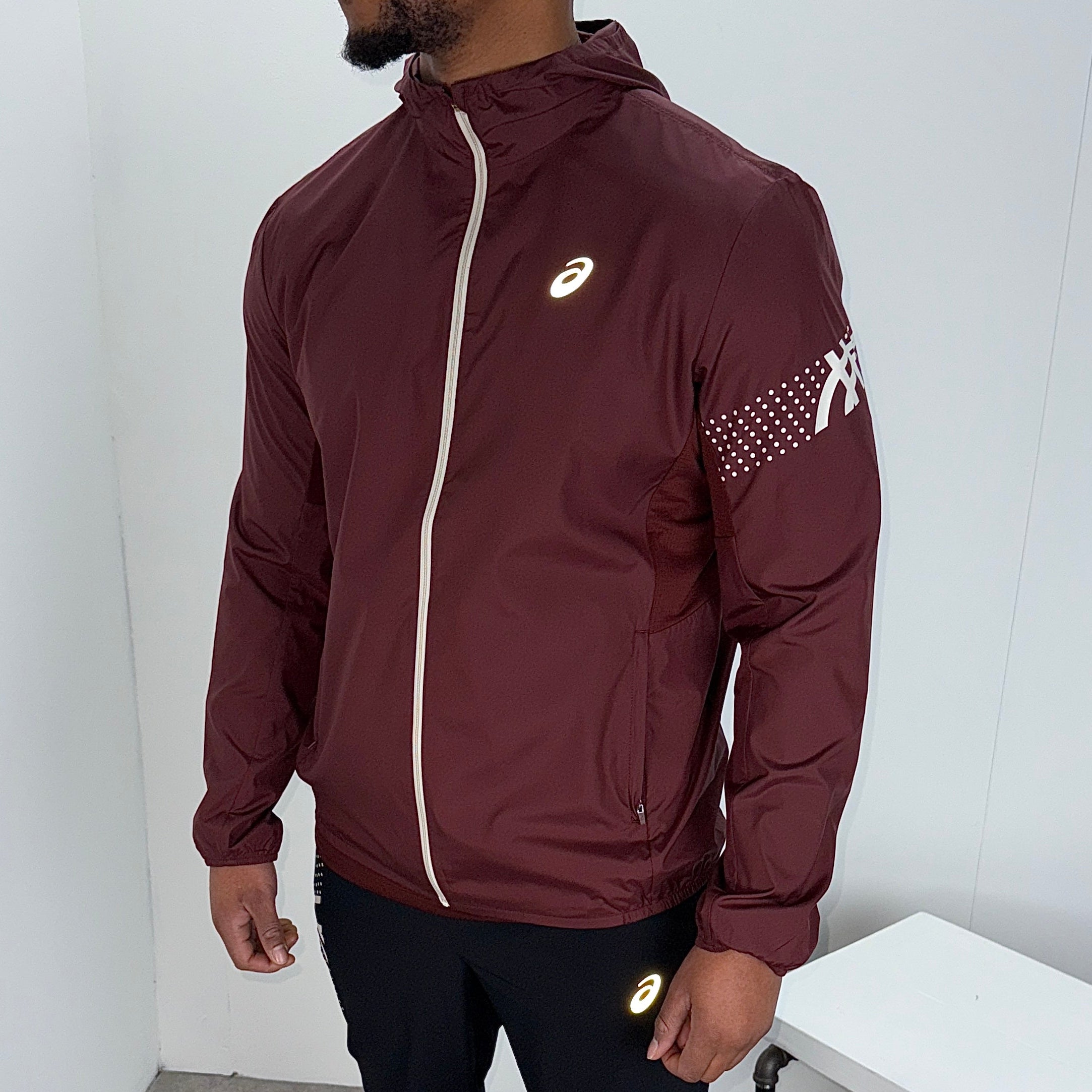 Men's Asics icon jacket in dark red