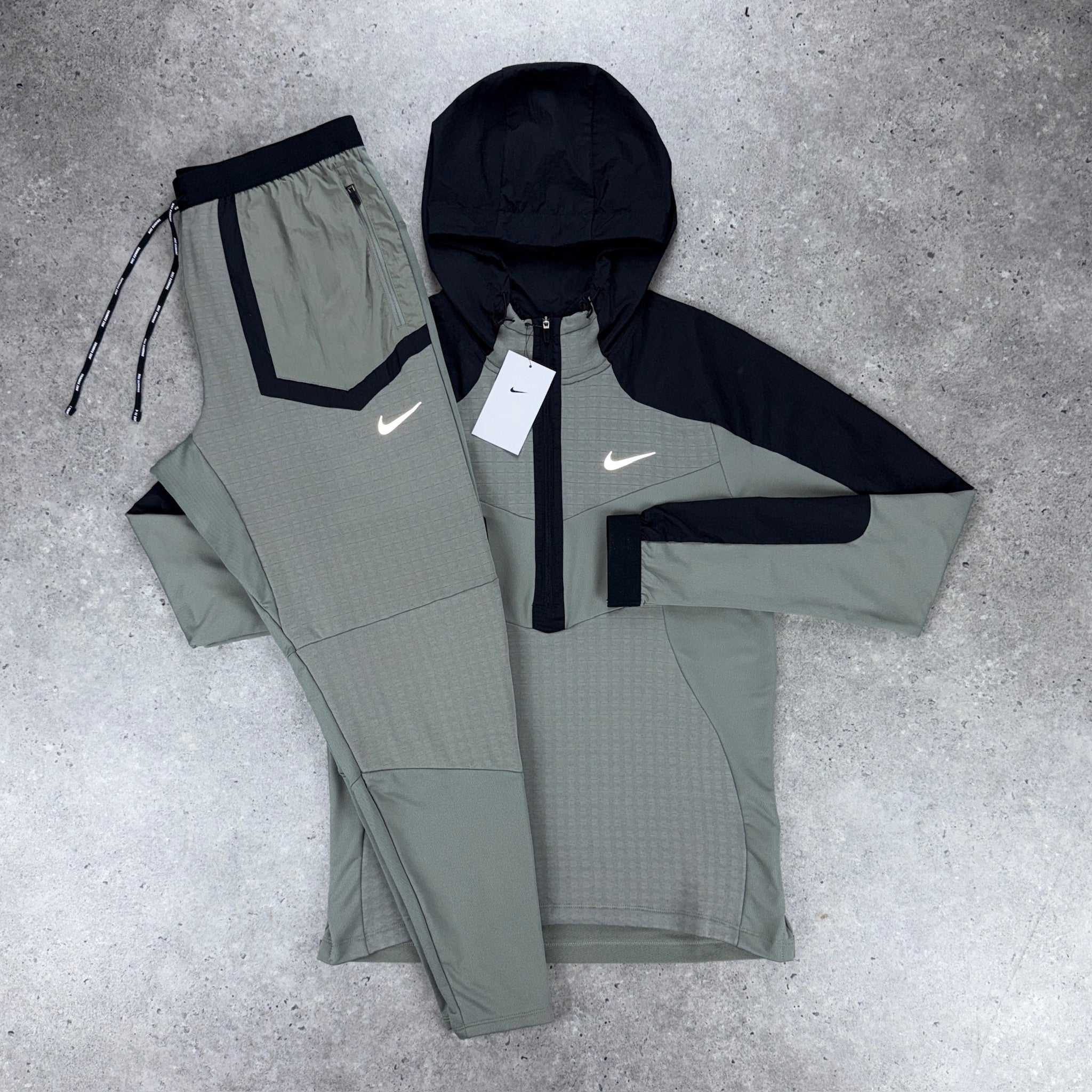 Nike 1/4 zip performance set 'dark stucco'