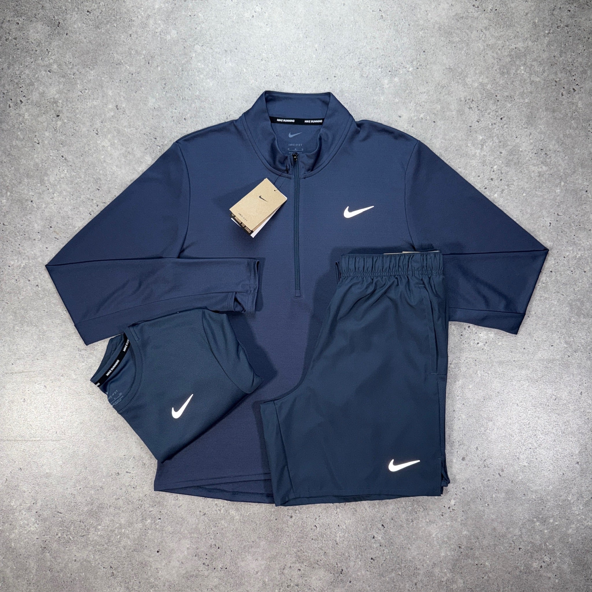Nike pacer 1/4 zip miler short tri-set 'thunder blue'