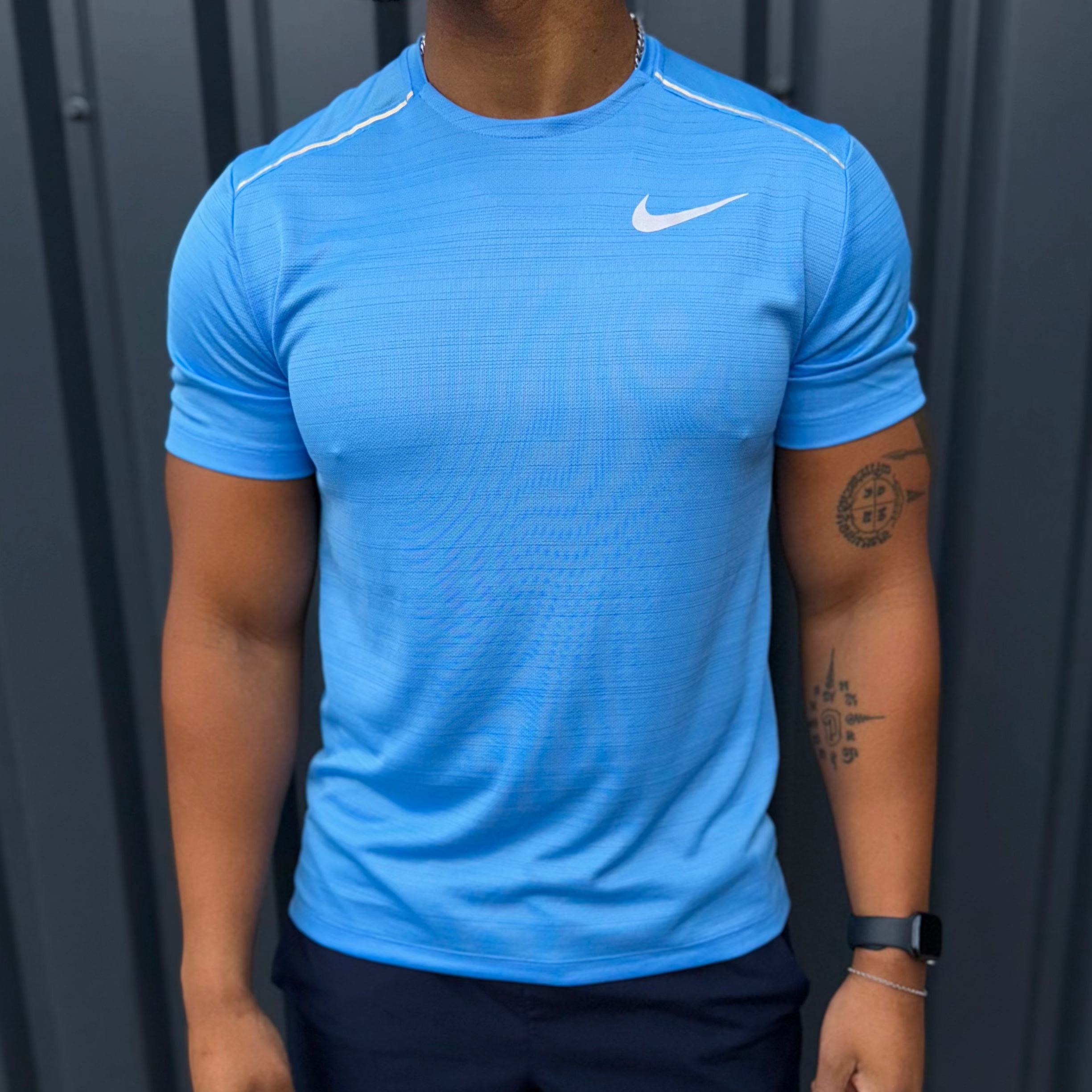 Men's Nike miler 1.0 short set in university blue obsidian t-shirt shorts