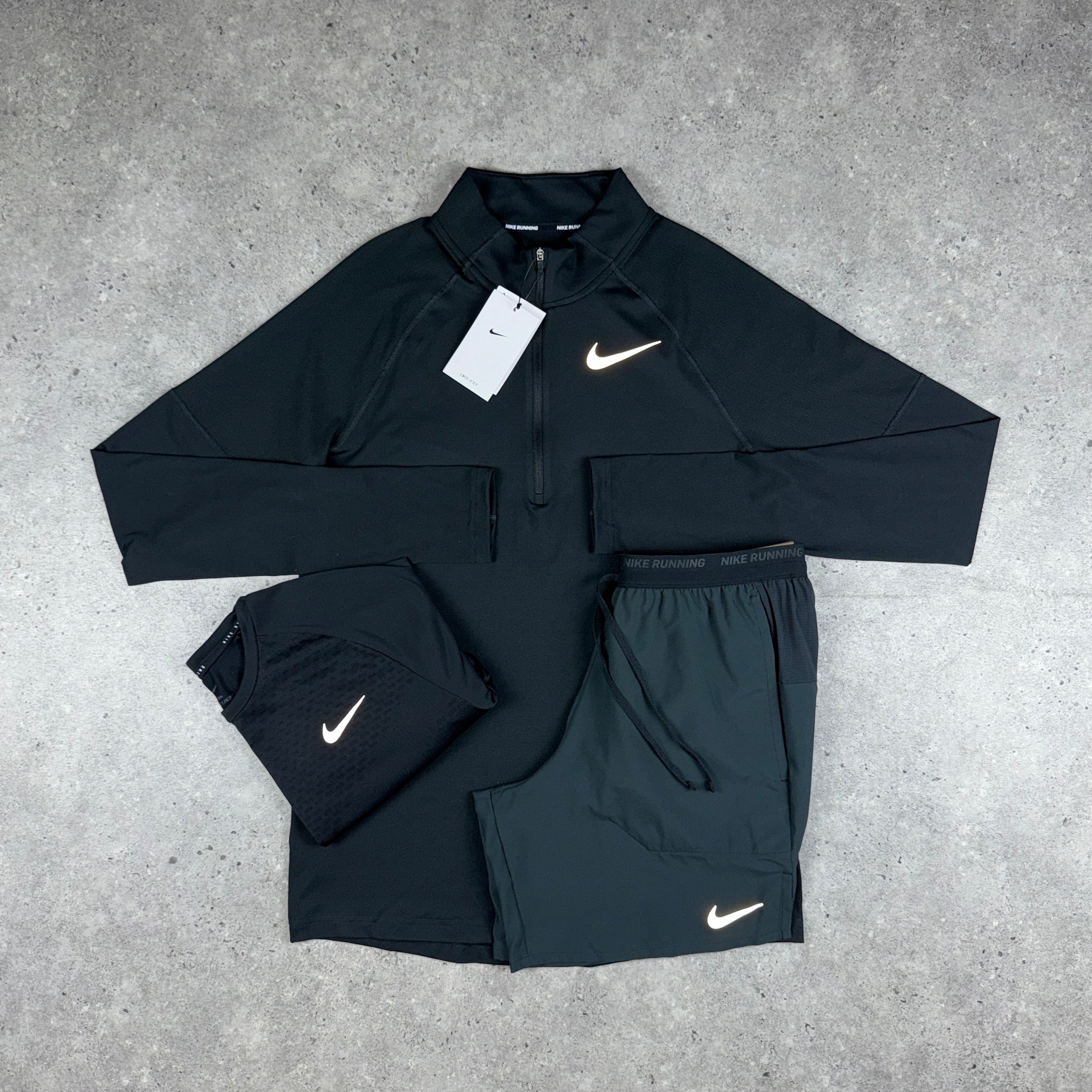Nike 1/4 zip stride short tri-set 'black'