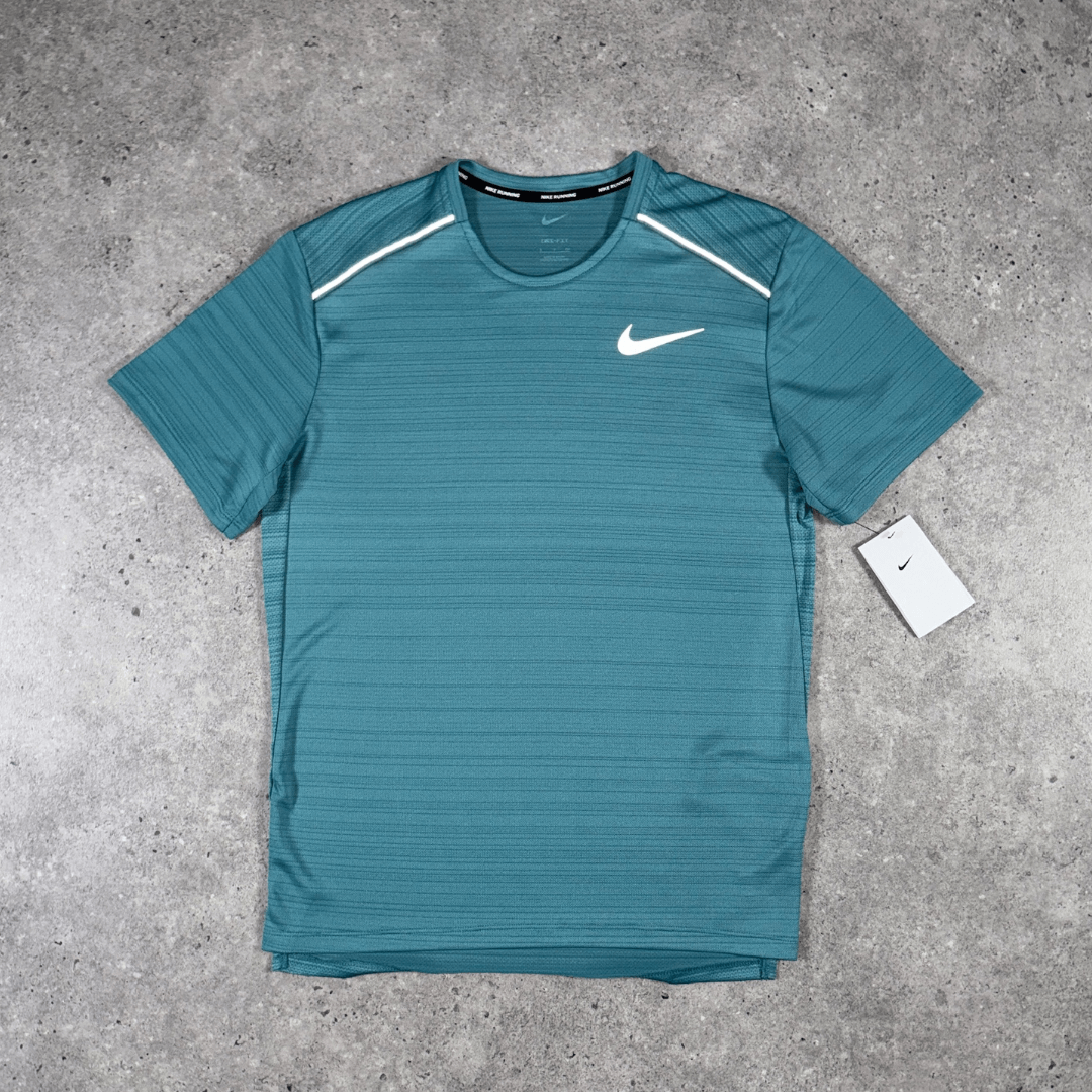 Men's Nike miler 1.0 t-shirt mineral teal flat-lay
