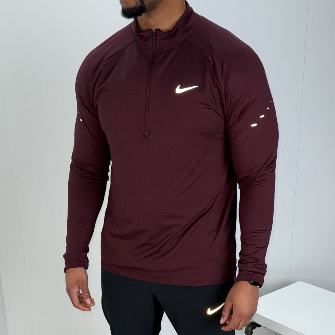 Men's Nike stride 1/4 zip running top in maroon