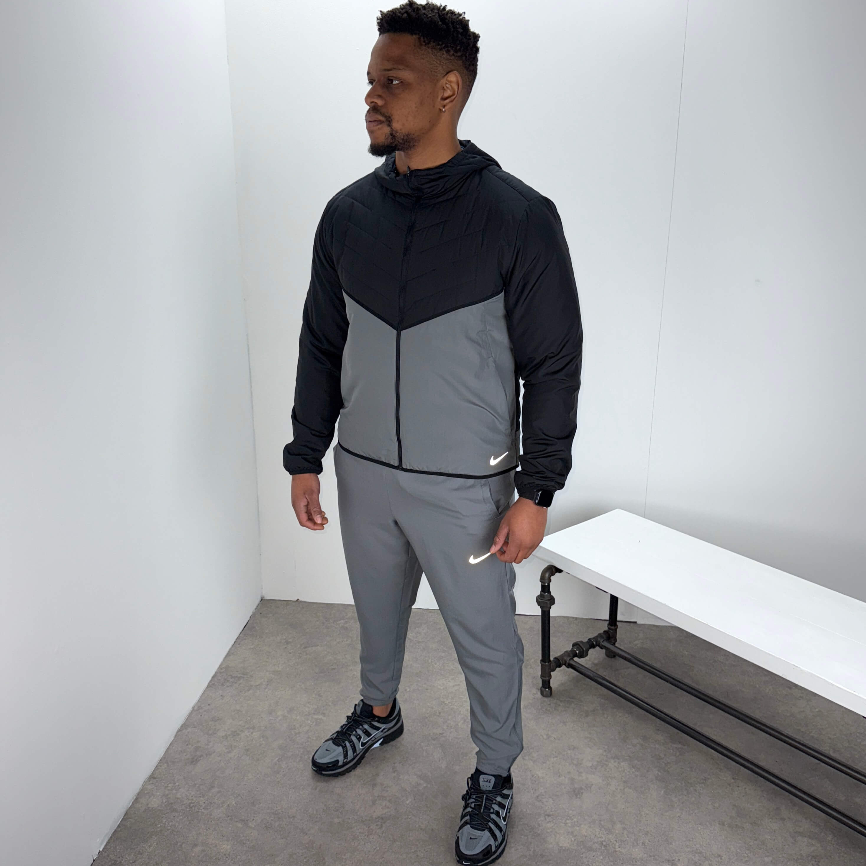 Nike aerolayer jacket challenger pants set 'black/grey'