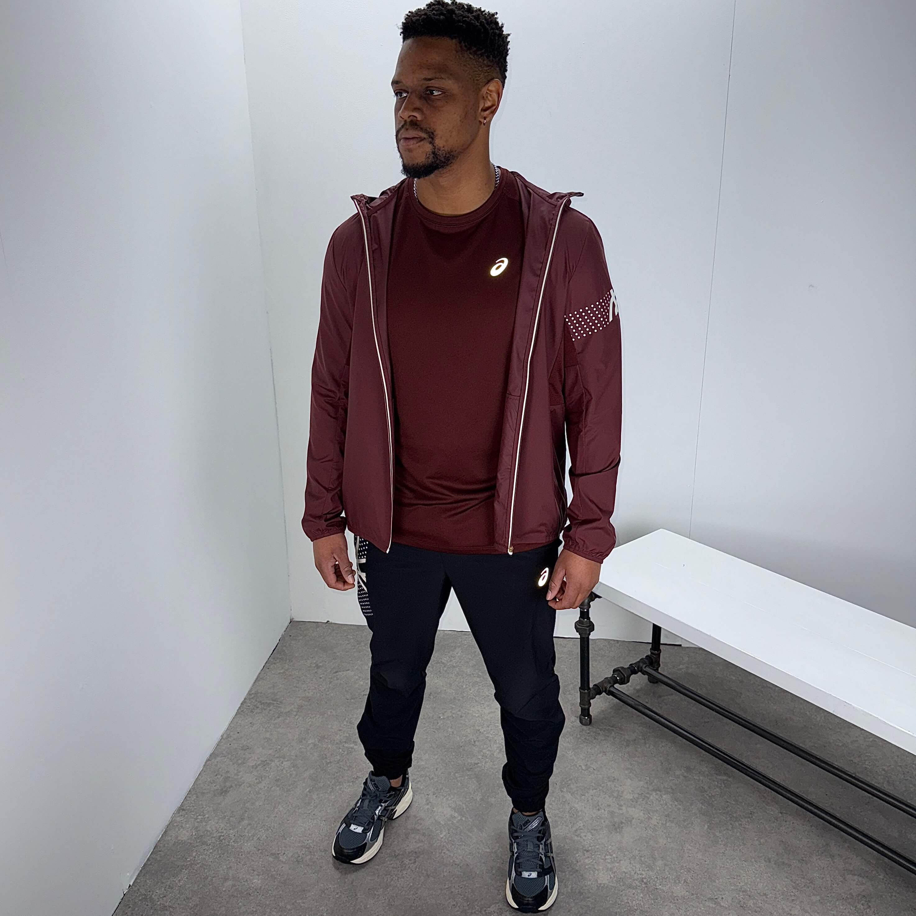 Asics icon jacket pants tri-set 'dark red/black'